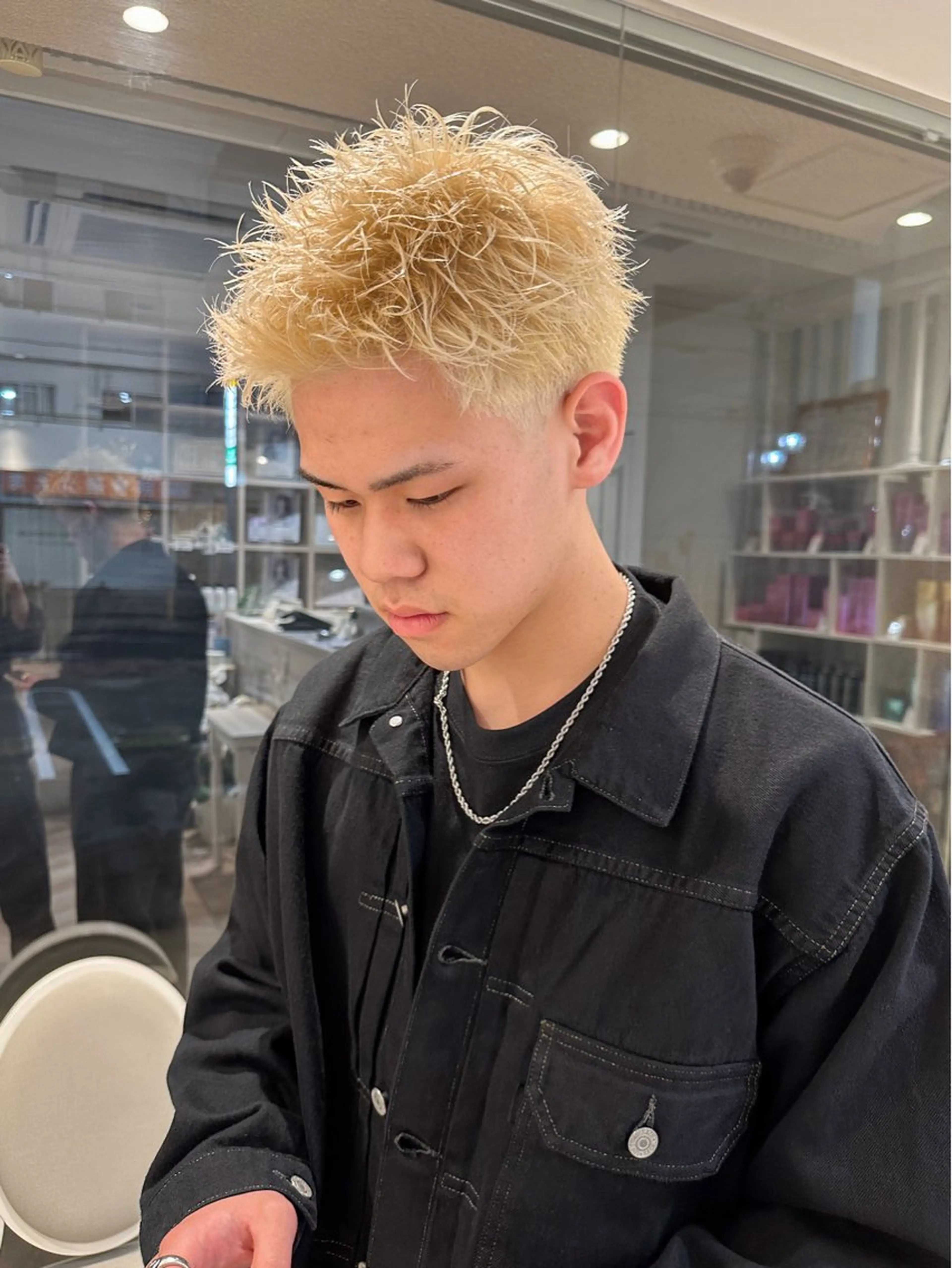 ショート カラー メンズ パーマ/ハイトーン スパイキー/神田正紀のヘアスタイル