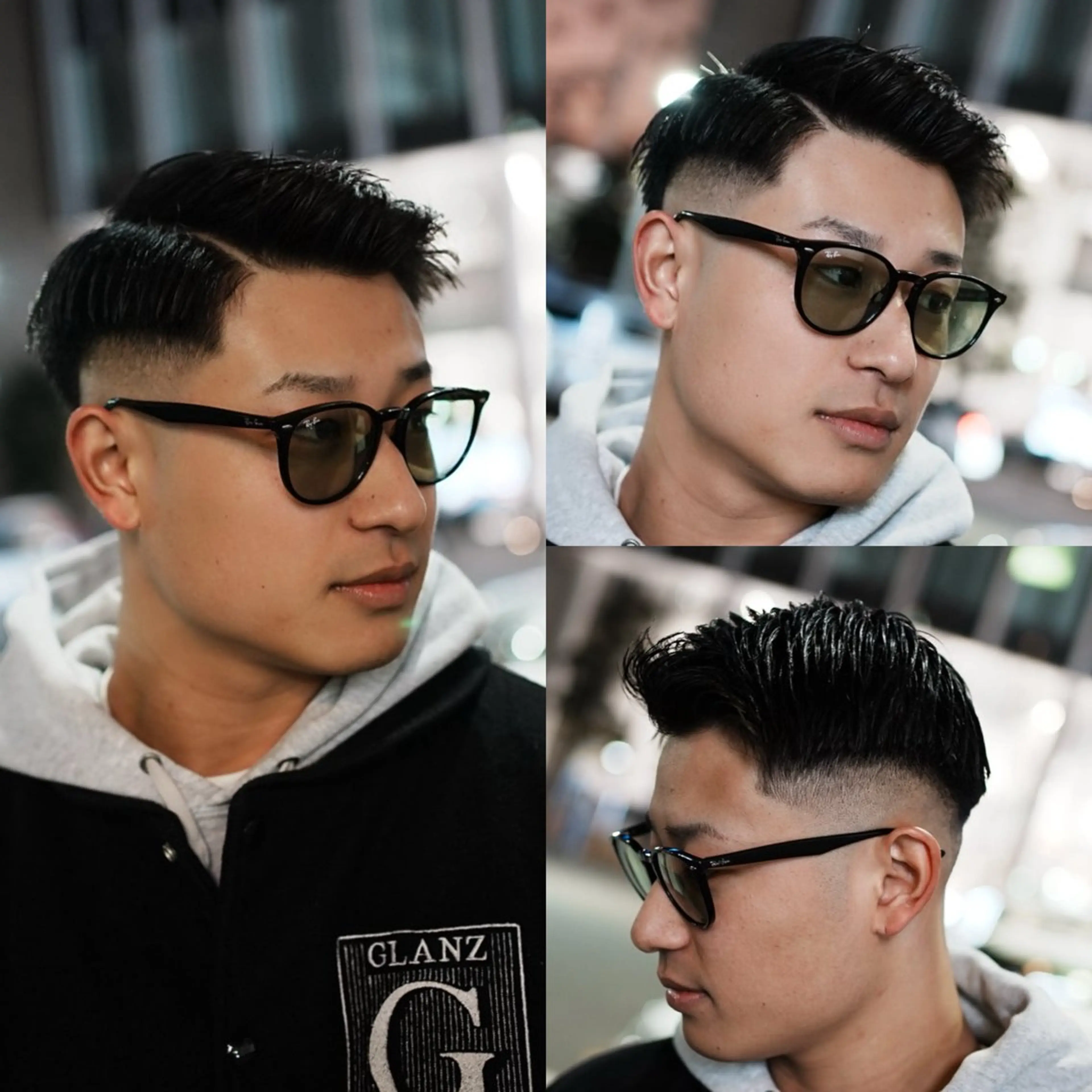 ショート メンズ フェードカット 七三 カット ヘアセット メンズサロン ANSWERのヘアスタイル