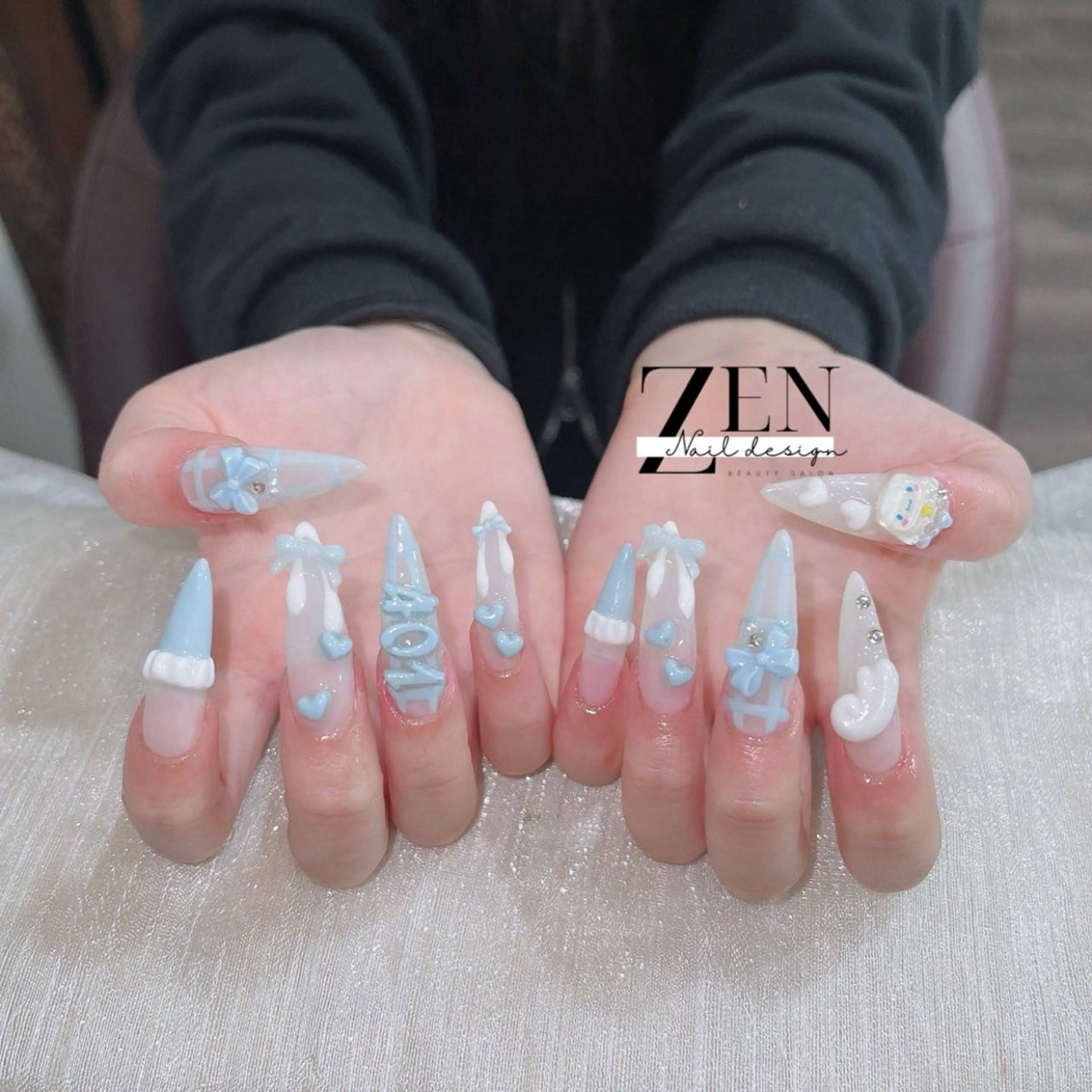 ネイル チークネイル 長さ出し フレンチネイル 韓国ネイル マグネットネイル ハンドネイル Zen Nail Design 池袋のネイルデザイン