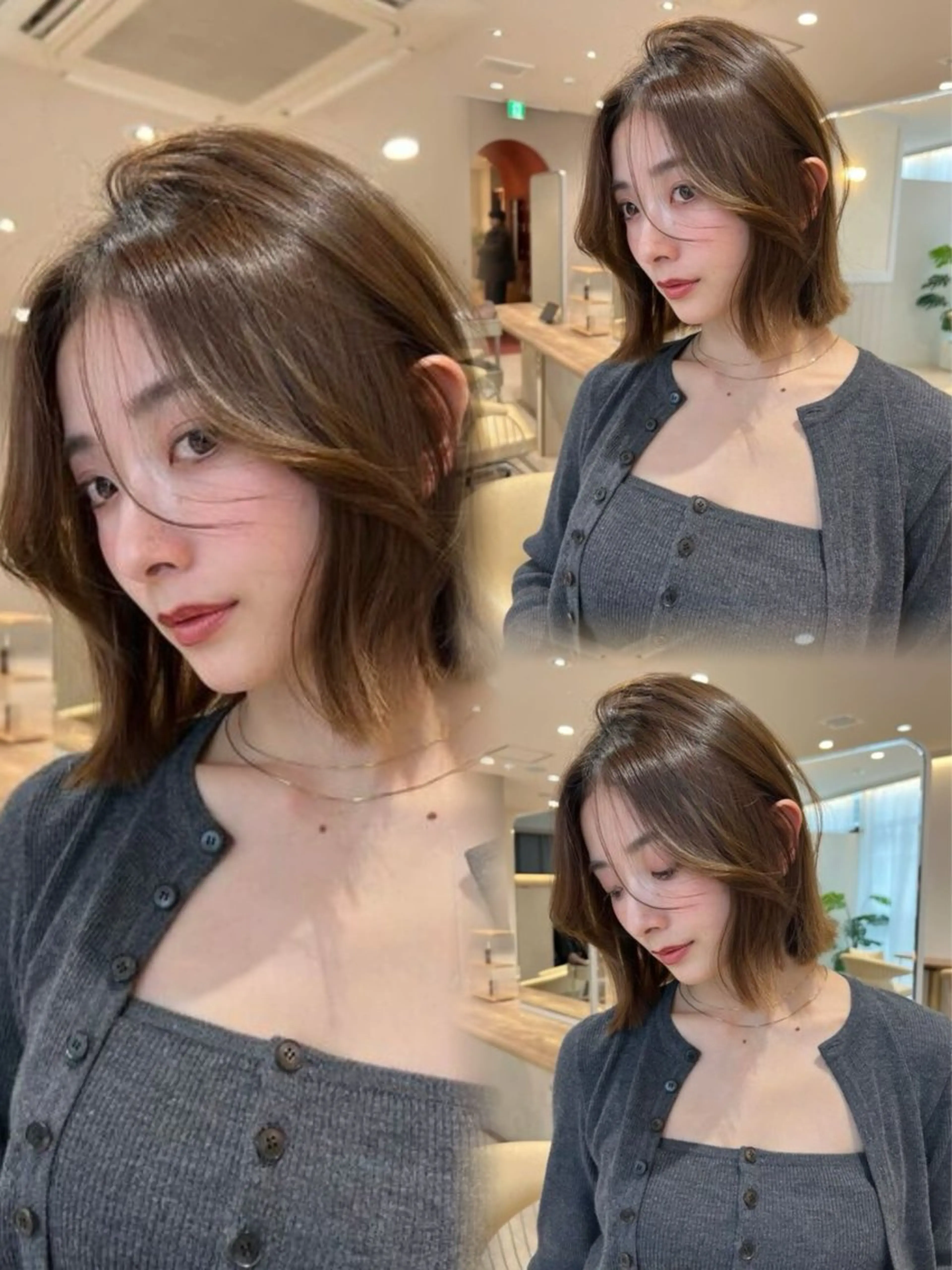 ミディアム カラー ミディアムレイヤー 顔まわりレイヤー 髪質改善 韓国風ヘア レイヤーカット カット ヘアカラー トリートメント Zina福岡天神🪞 髪質改善🪞レイヤーのヘアスタイル