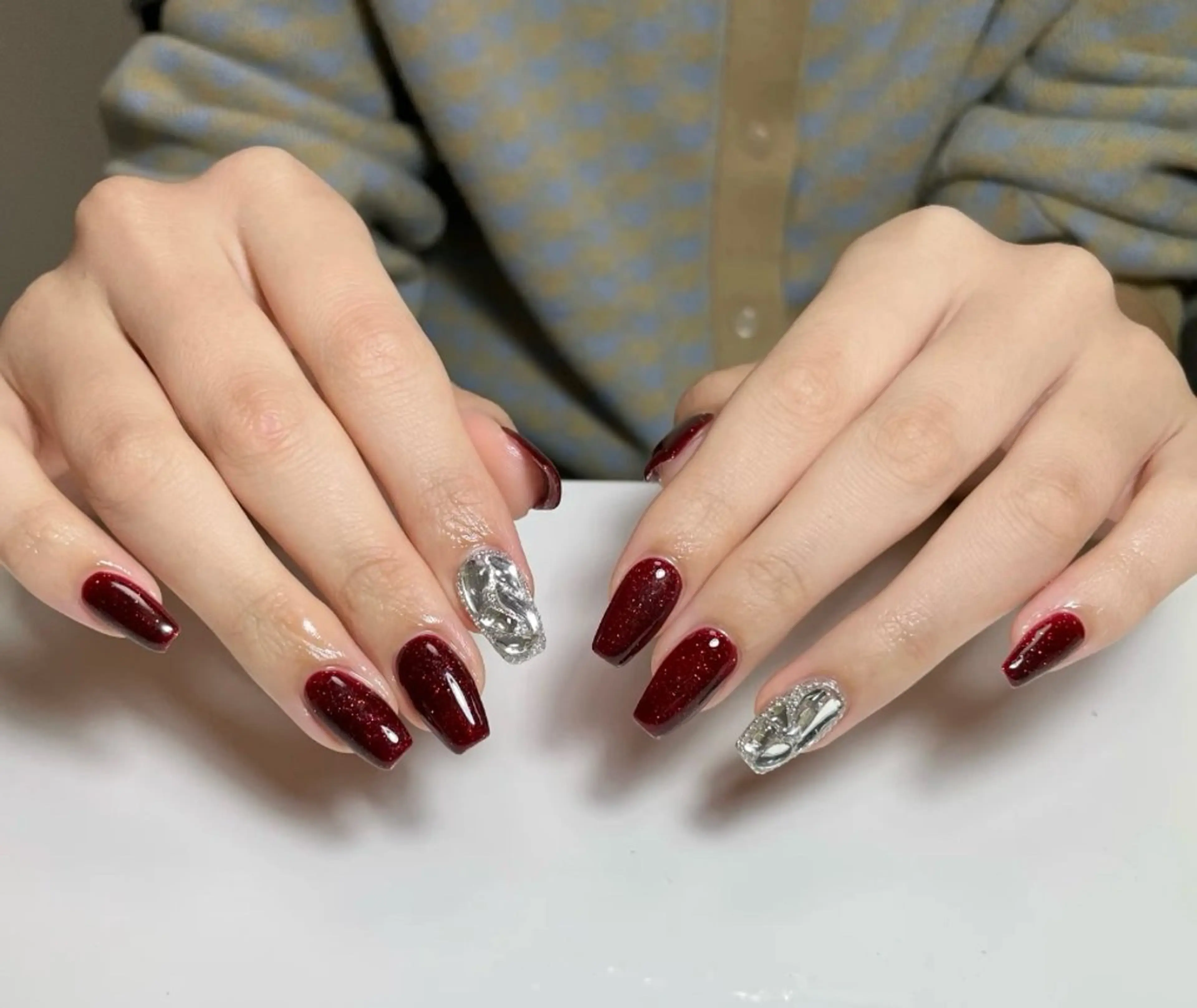 ネイル アートネイル オーロラネイル ガーリー キラキラネイル 韓国ネイル ハンドネイル ╹◡╹Mimoミモ Eye&Nailのマツエク・マツパデザイン