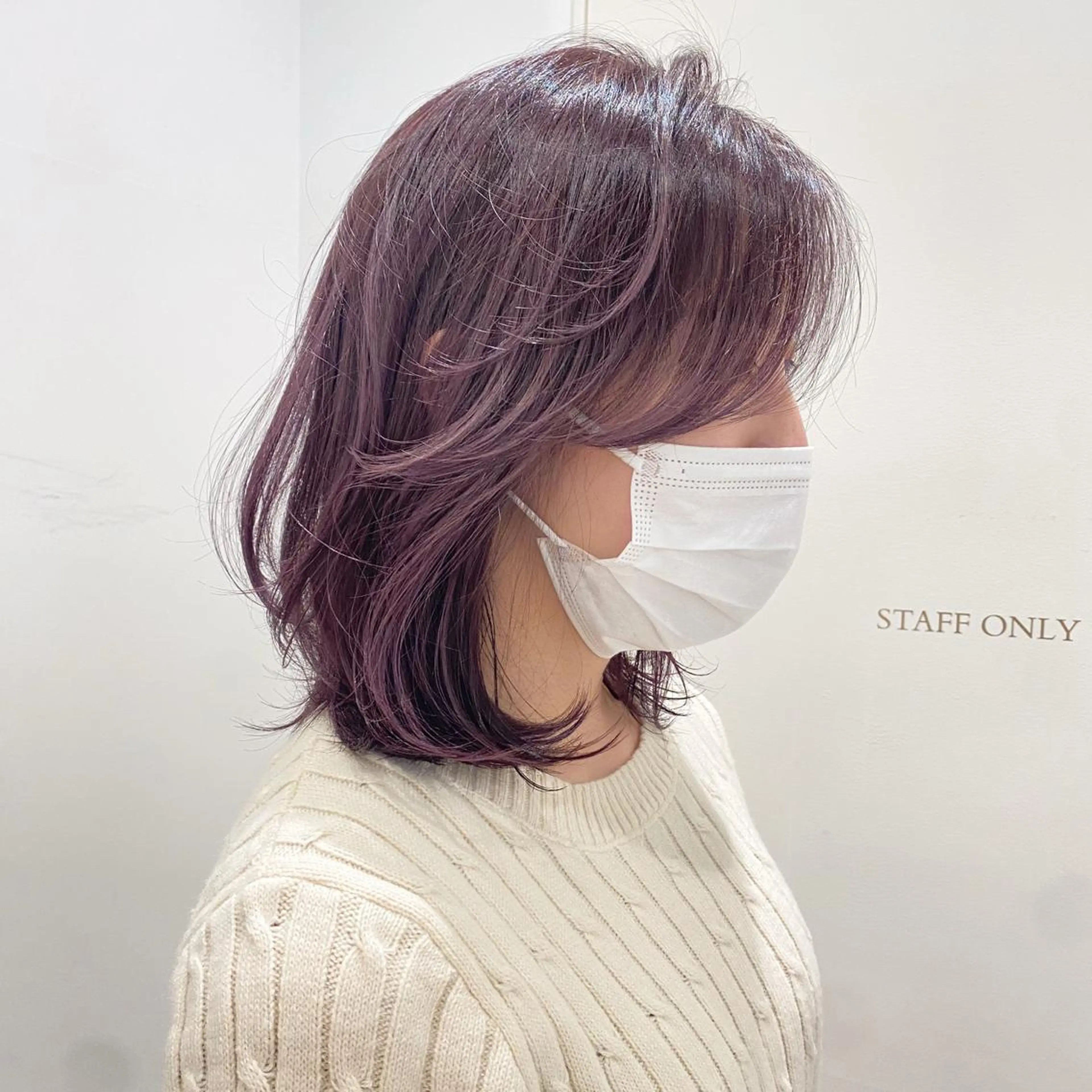 ミディアム カラー 切りっぱなしボブ ショートボブ ボブレイヤー ハイトーンカラー ラベンダーカラー 🌿レイヤー/ブリー チ/🌿‬JINのヘアスタイル