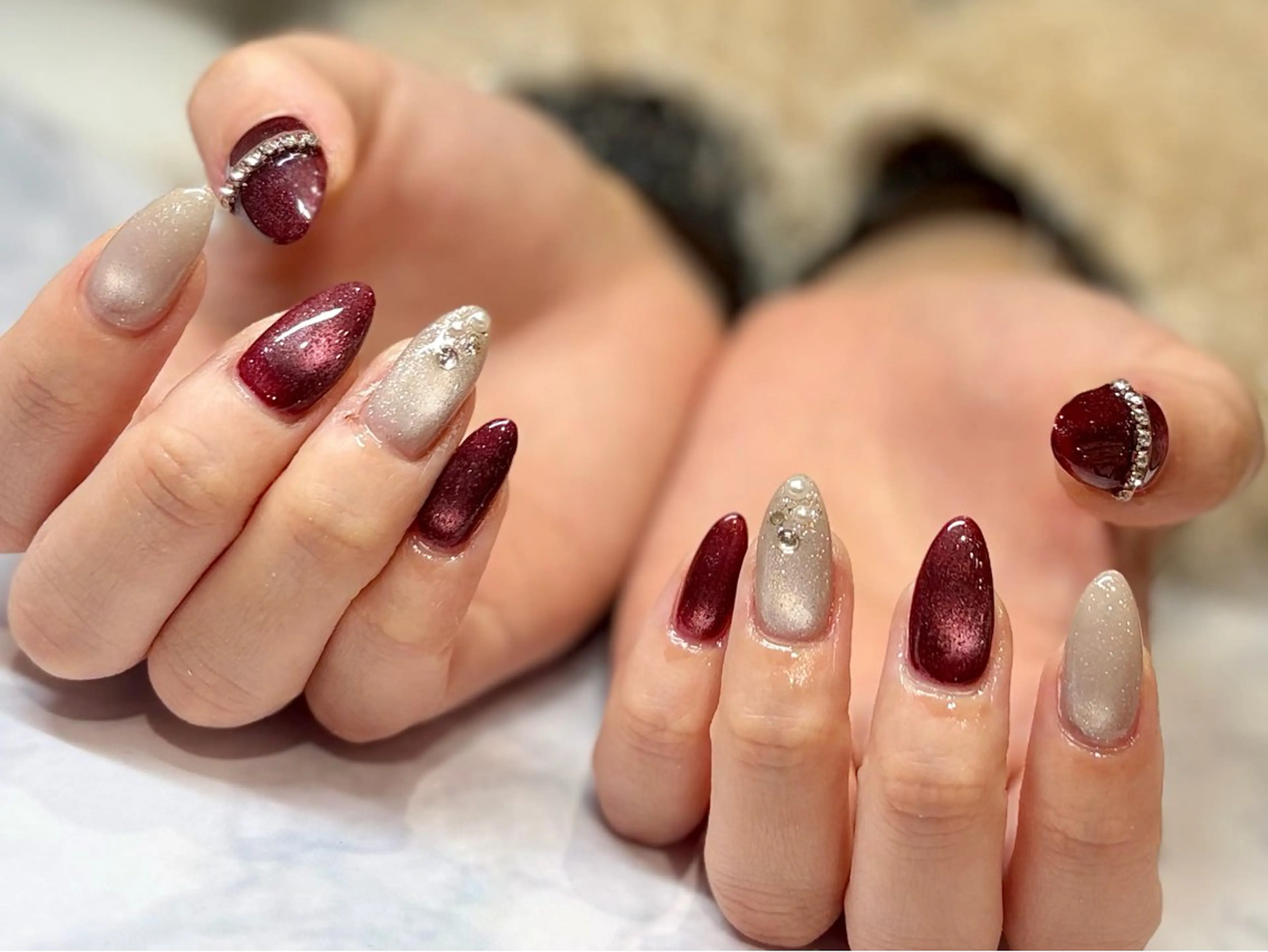 ネイル ボルドー ハンドネイル フットネイル RMS  nail miwakoのネイルデザイン