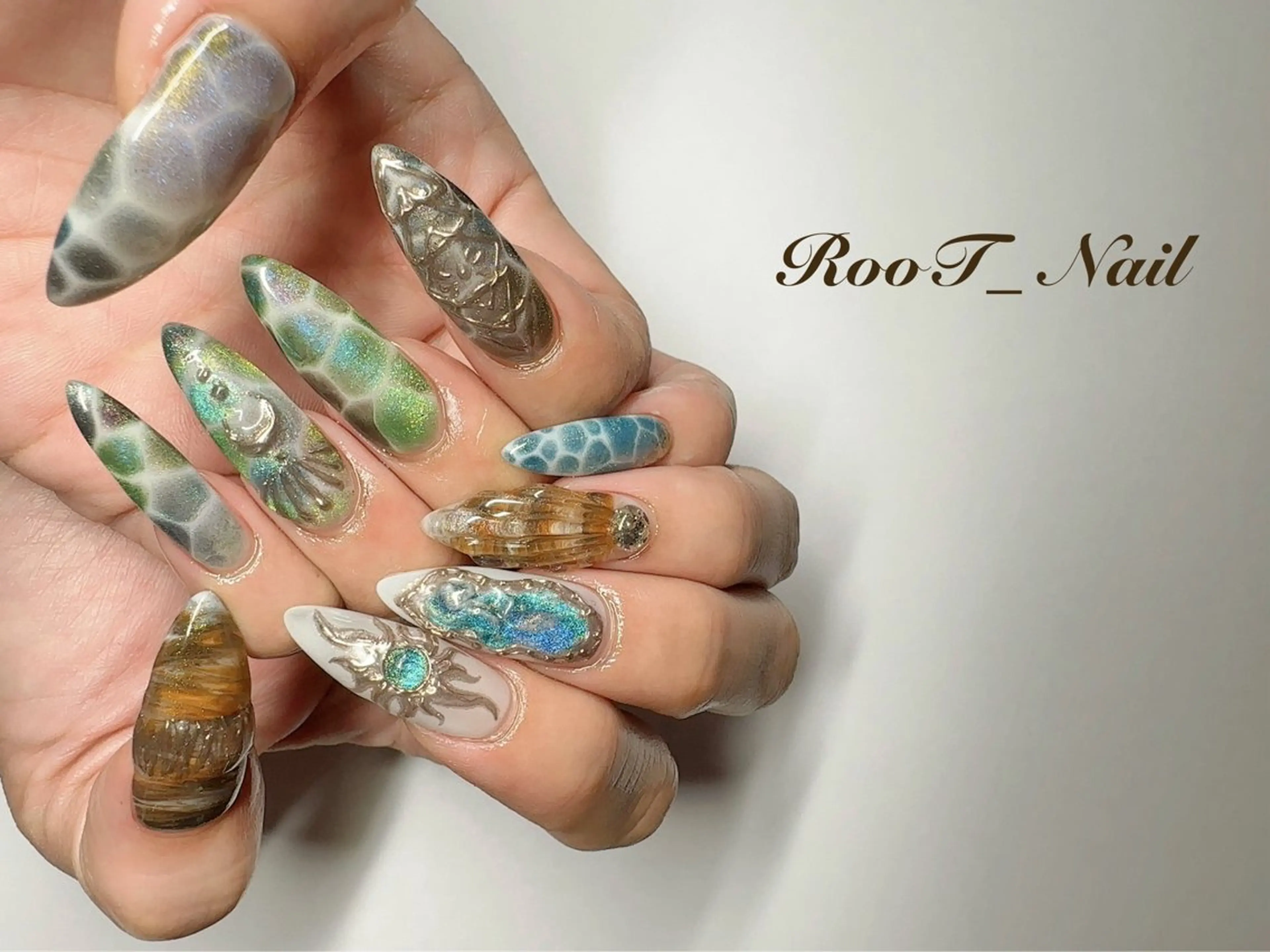 ネイル 夏ネイル ハンドネイル RooT Nailのネイルデザイン
