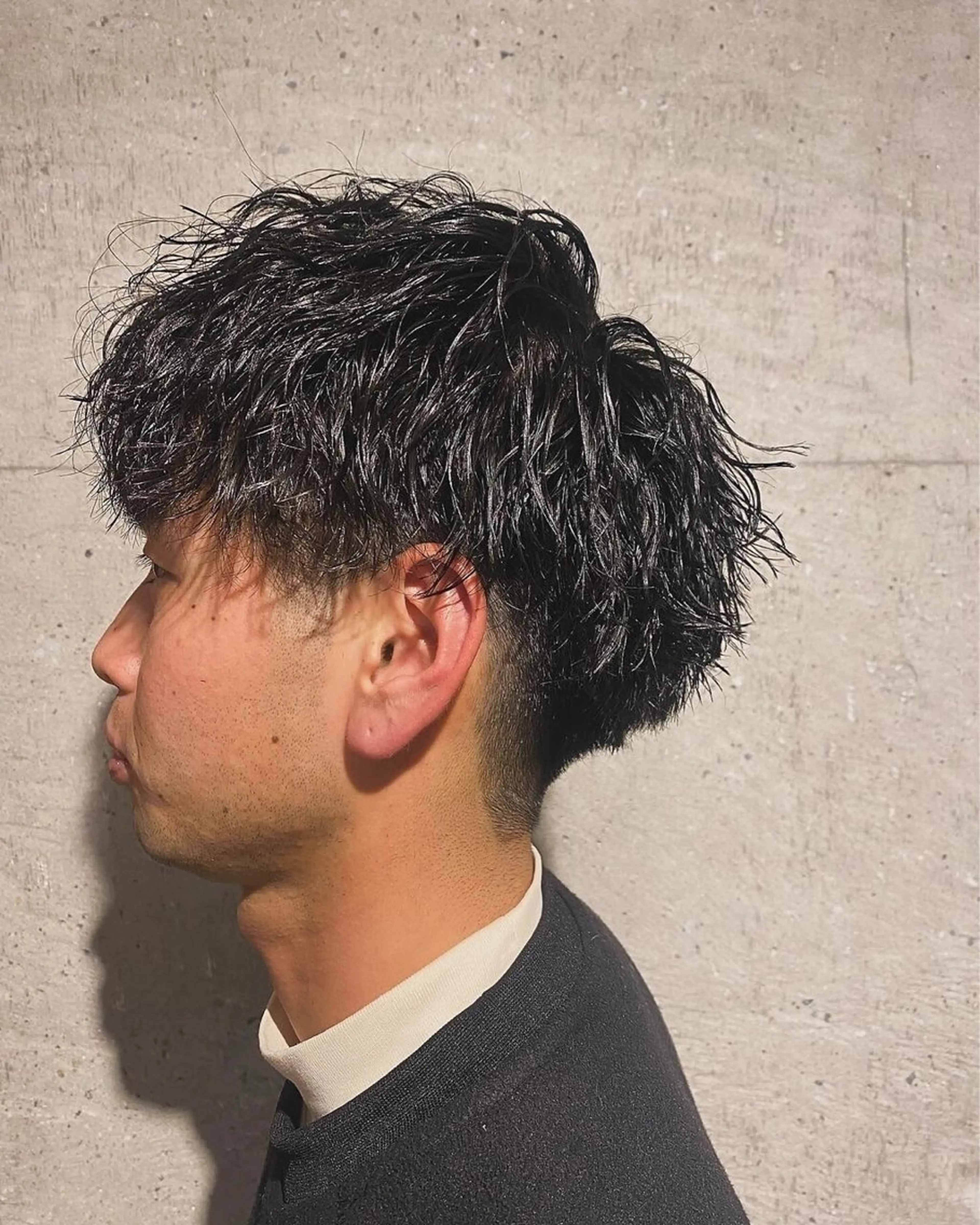 ショート パーマ メンズ メンズバレイヤージュ メンズブリーチ メンズハイライト メンズインナーカラー メンズメッシュ カット 髪質改善/透明感 OAK兵庫のヘアスタイル