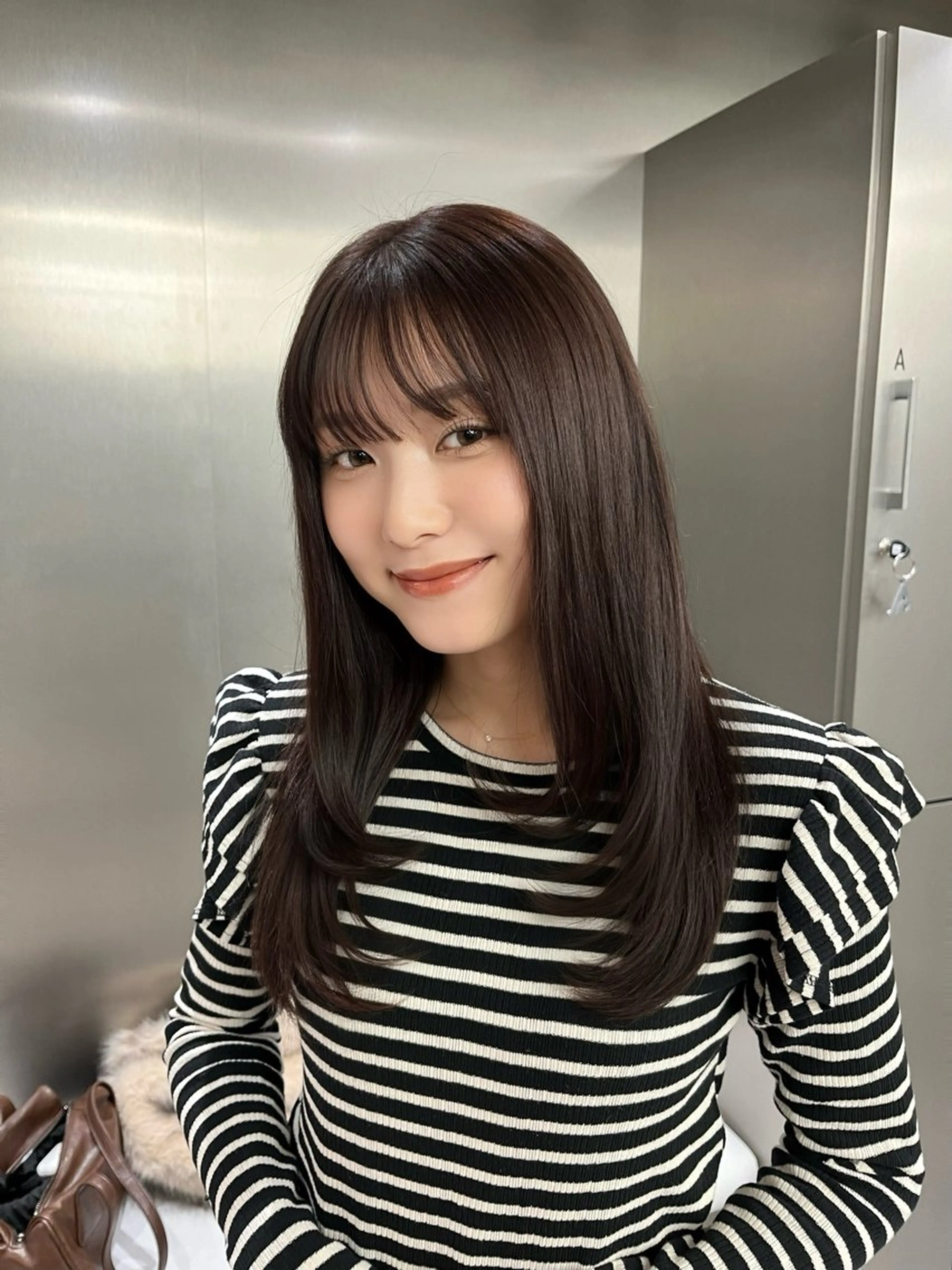 セミロング カラー ブラウンカラー ナチュラルブラウン レイヤーカット ヘアカラー 縮毛矯正/ mikaのヘアスタイル