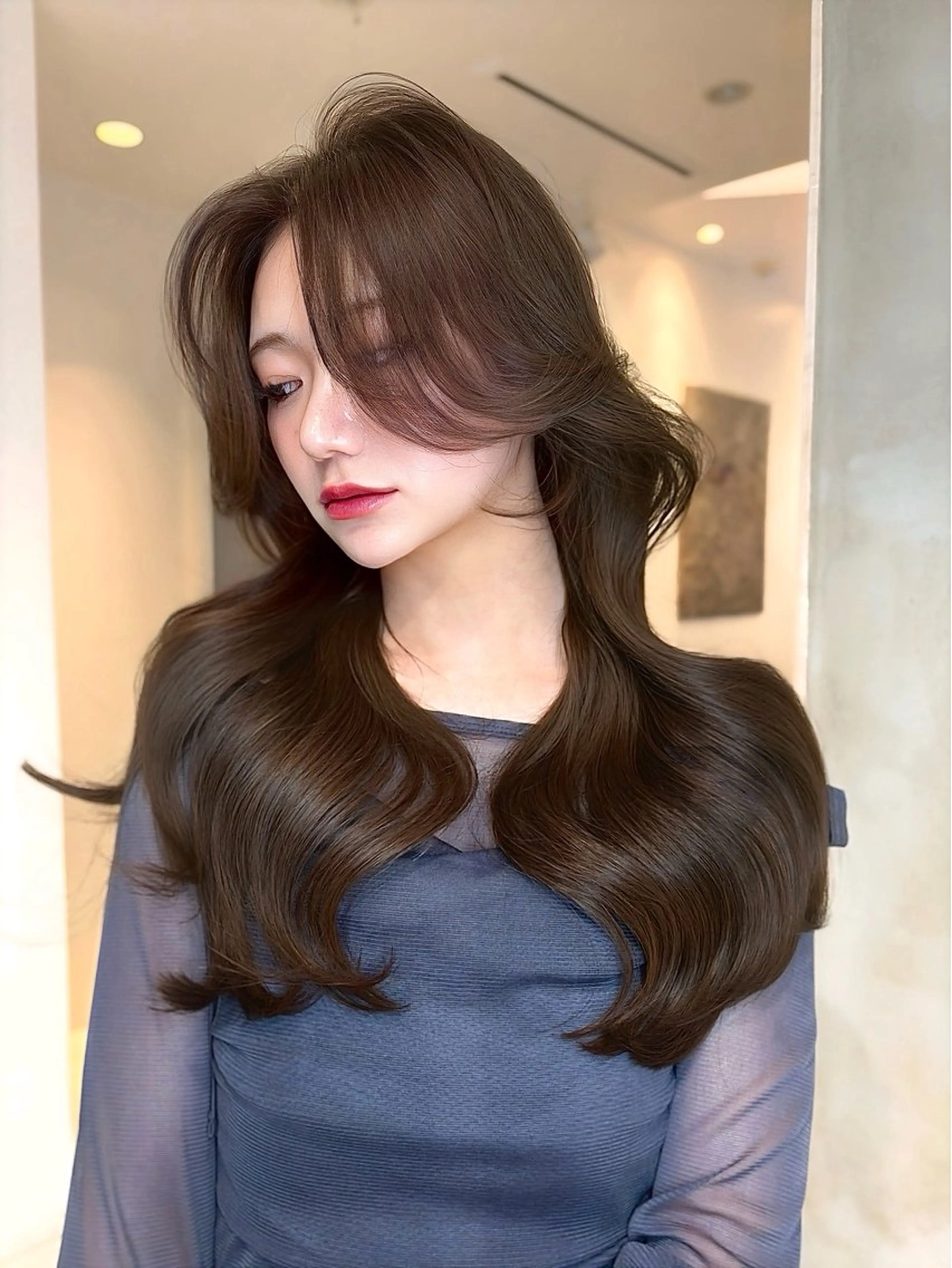 ロング カット ヘアカラー トリートメント 海野翔吾🇨🇳 ワンホンレイヤーのヘアスタイル