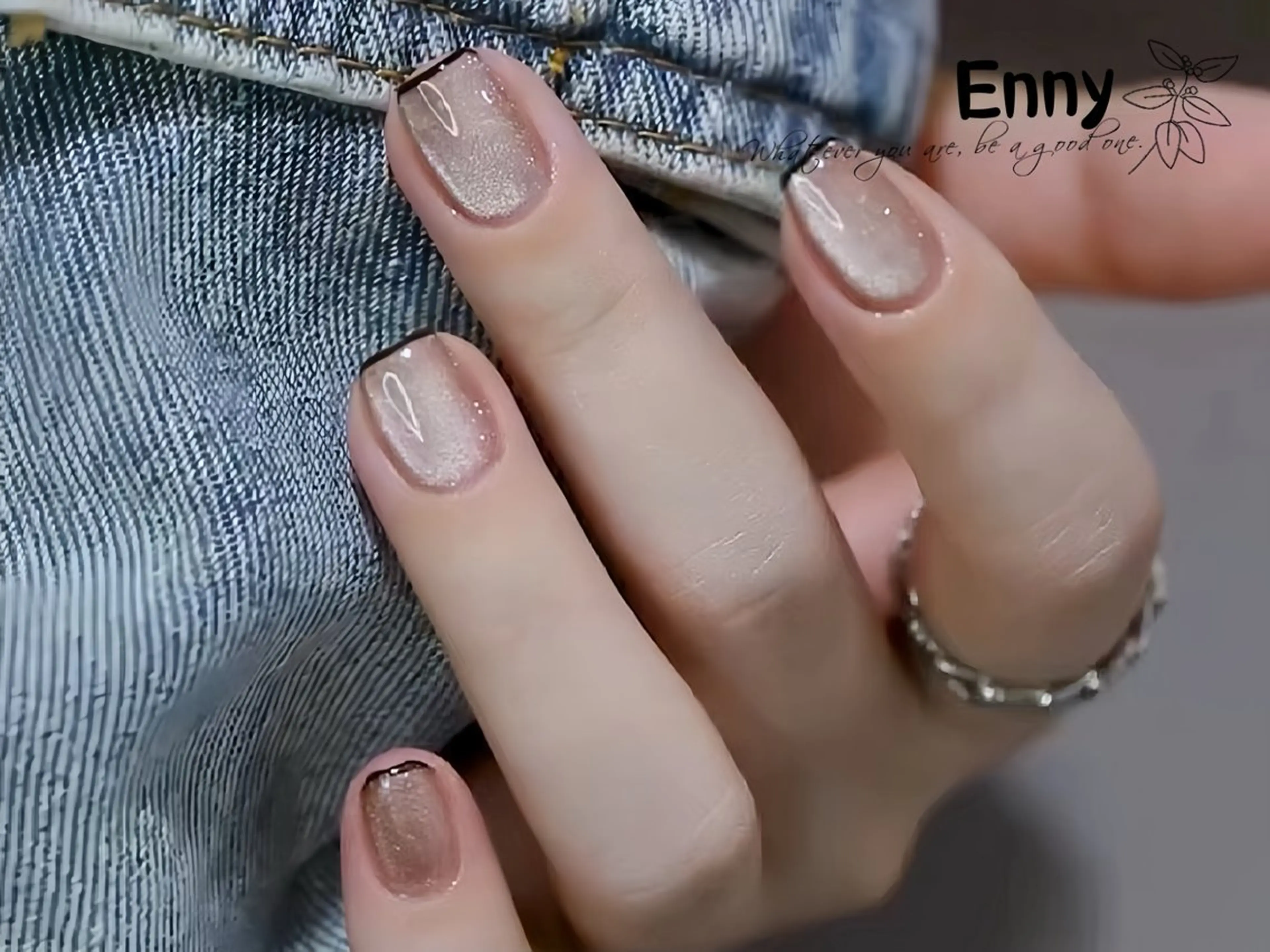 ネイル チークネイル 長さ出し フットネイル フレンチネイル ガラスフレンチ Nailsalon Ennyのネイルデザイン