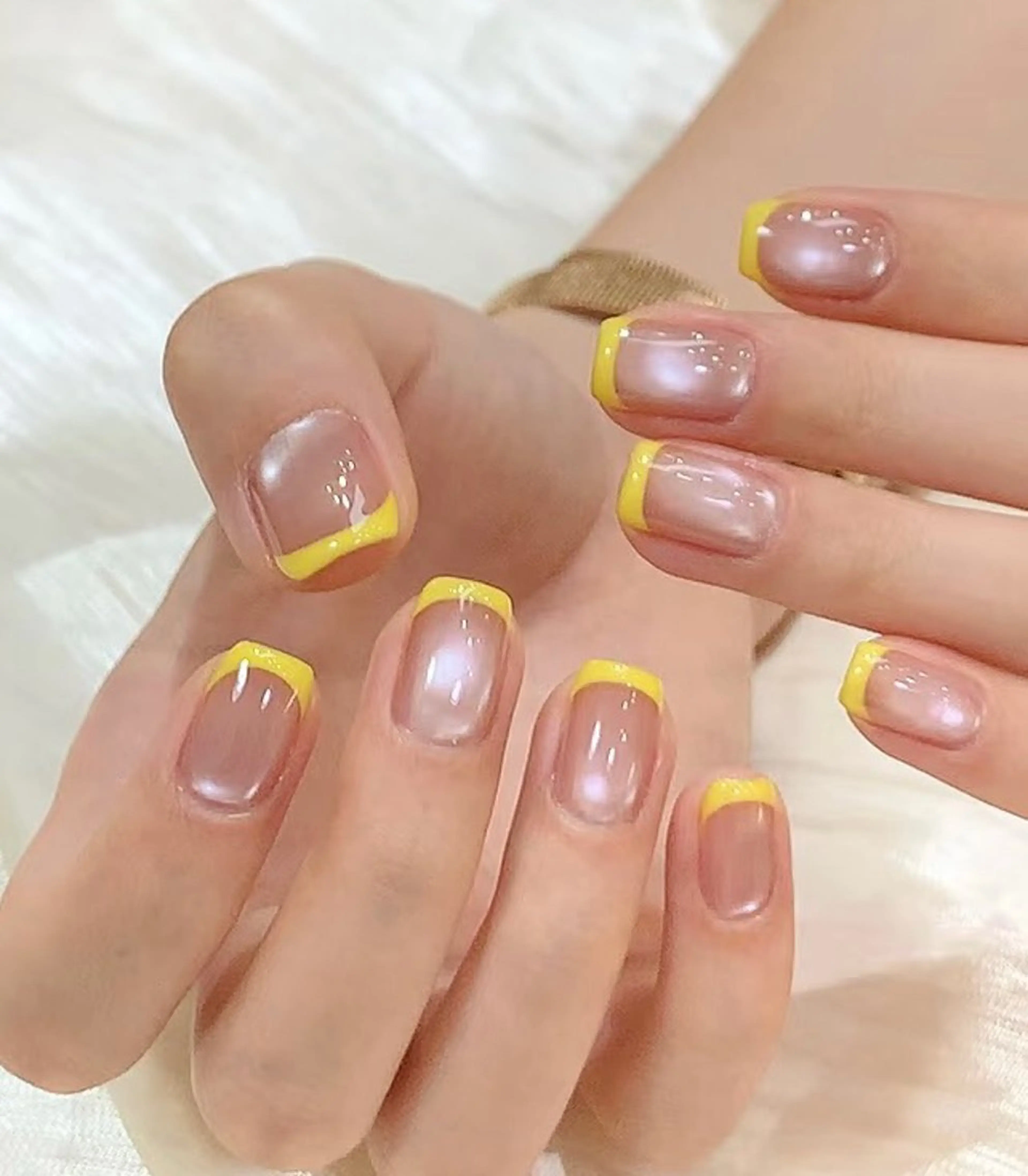 ネイル フレンチネイル ガーリー ガラスフレンチ 韓国ネイル ロングネイル Venus nail チップ長さだし専門店のネイルデザイン