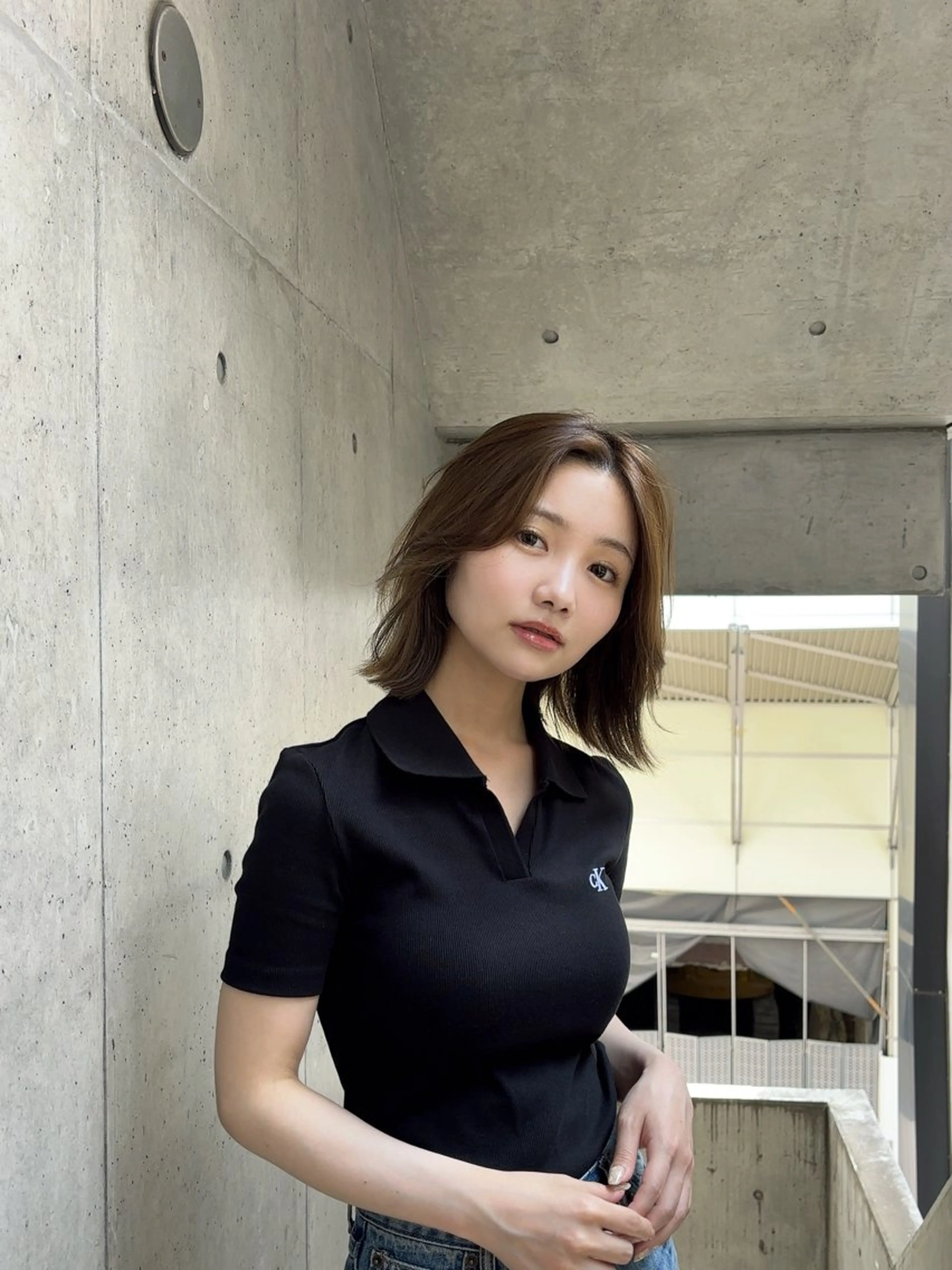 ミディアム カラー 髪質改善韓国レイヤー カット内田智大のヘアスタイル