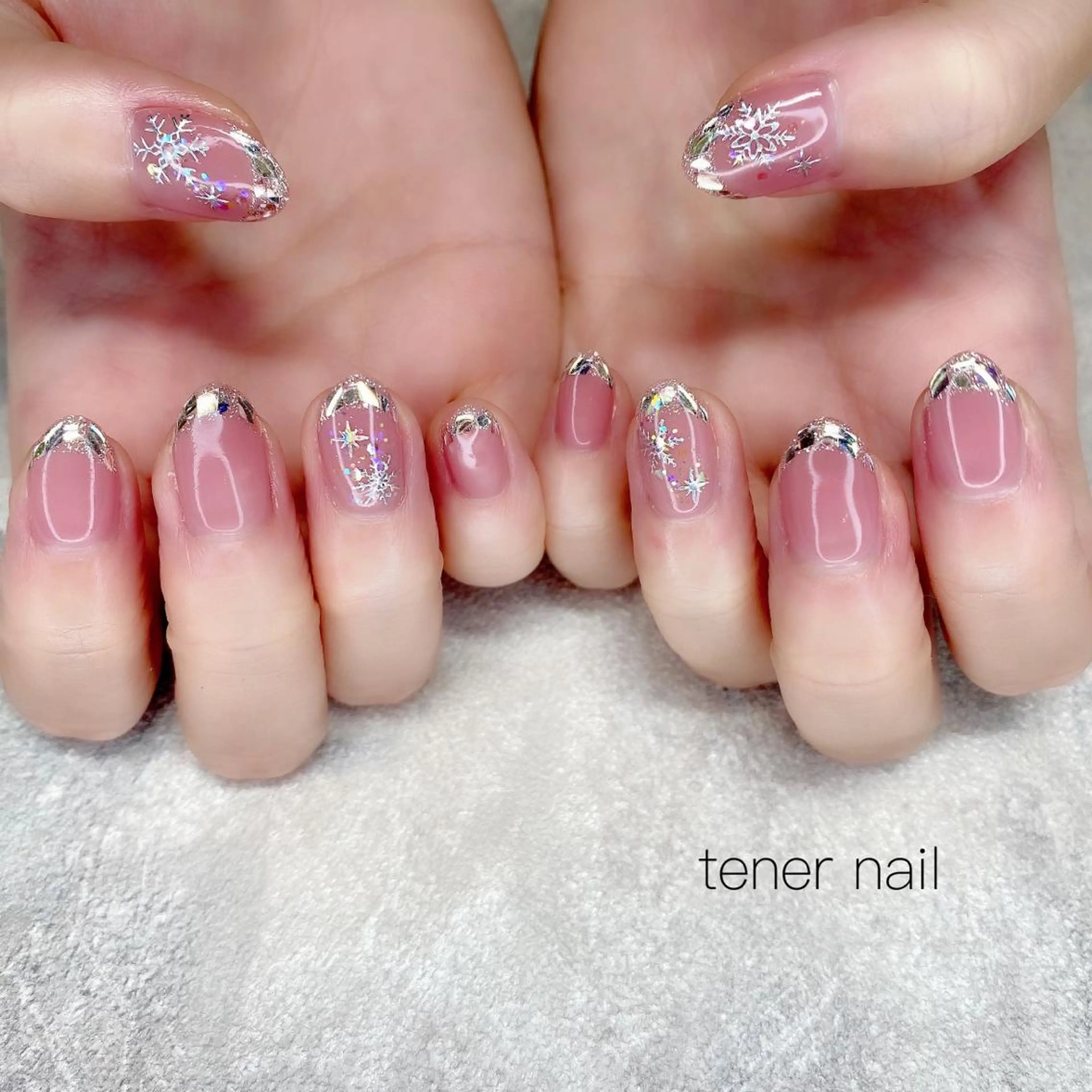 ネイル フレンチネイル ガラスフレンチ テネルネイル tener nailのネイルデザイン