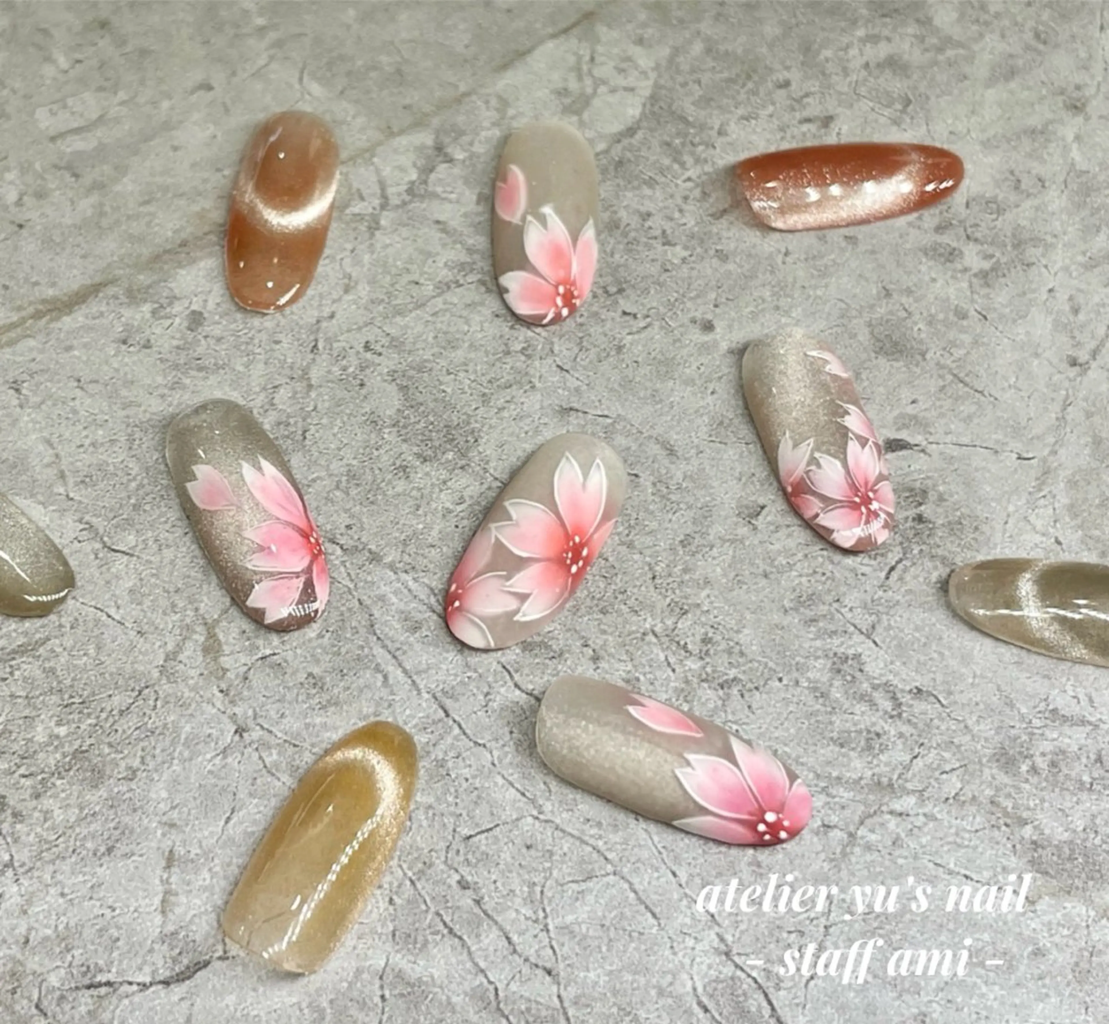 ネイル 桜ネイル ハンドネイル ハンドケア atelier yu's nailのネイルデザイン