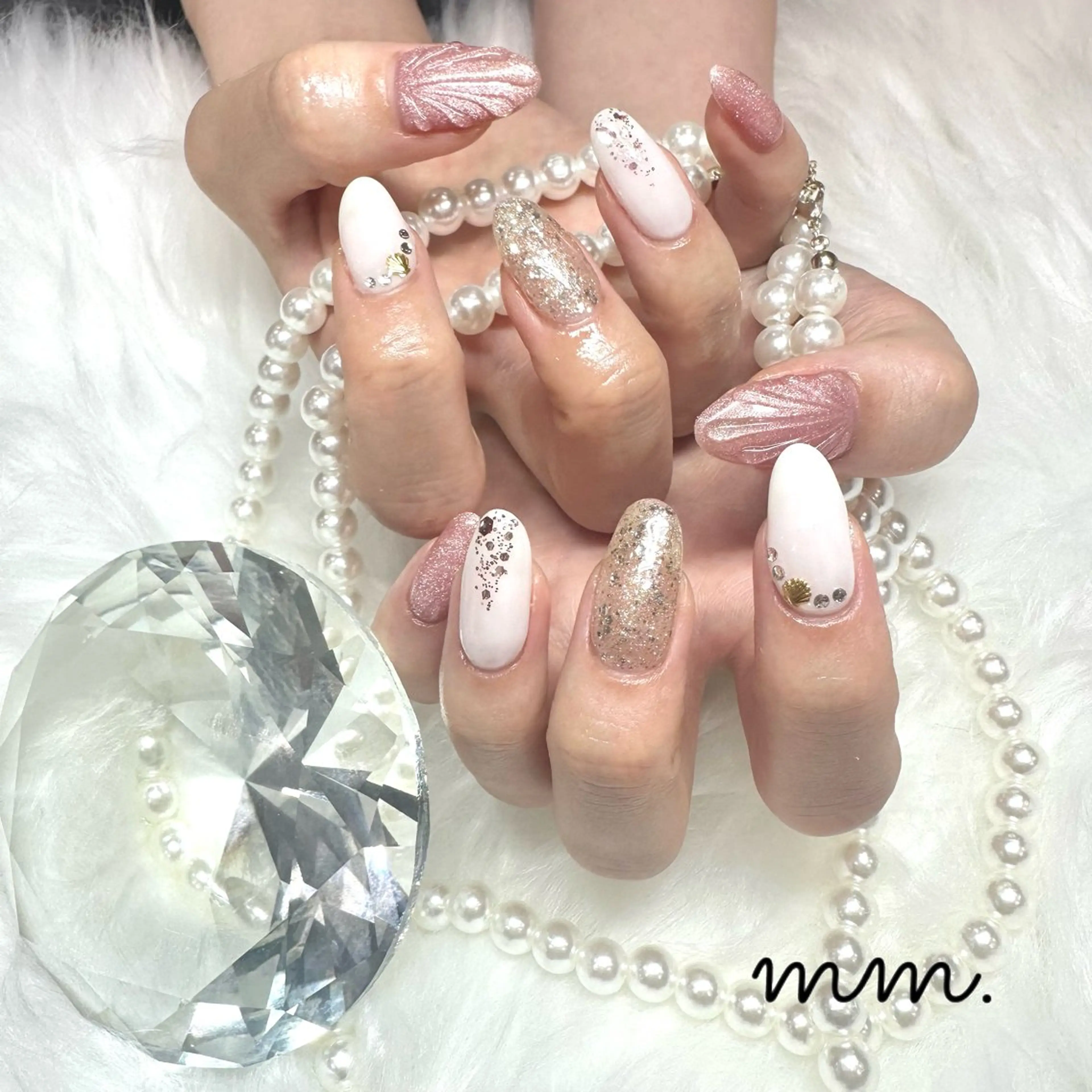 ネイル ハンドネイル 🩷🩵mm.大宮 Riyo🧸🩵🩷のネイルデザイン