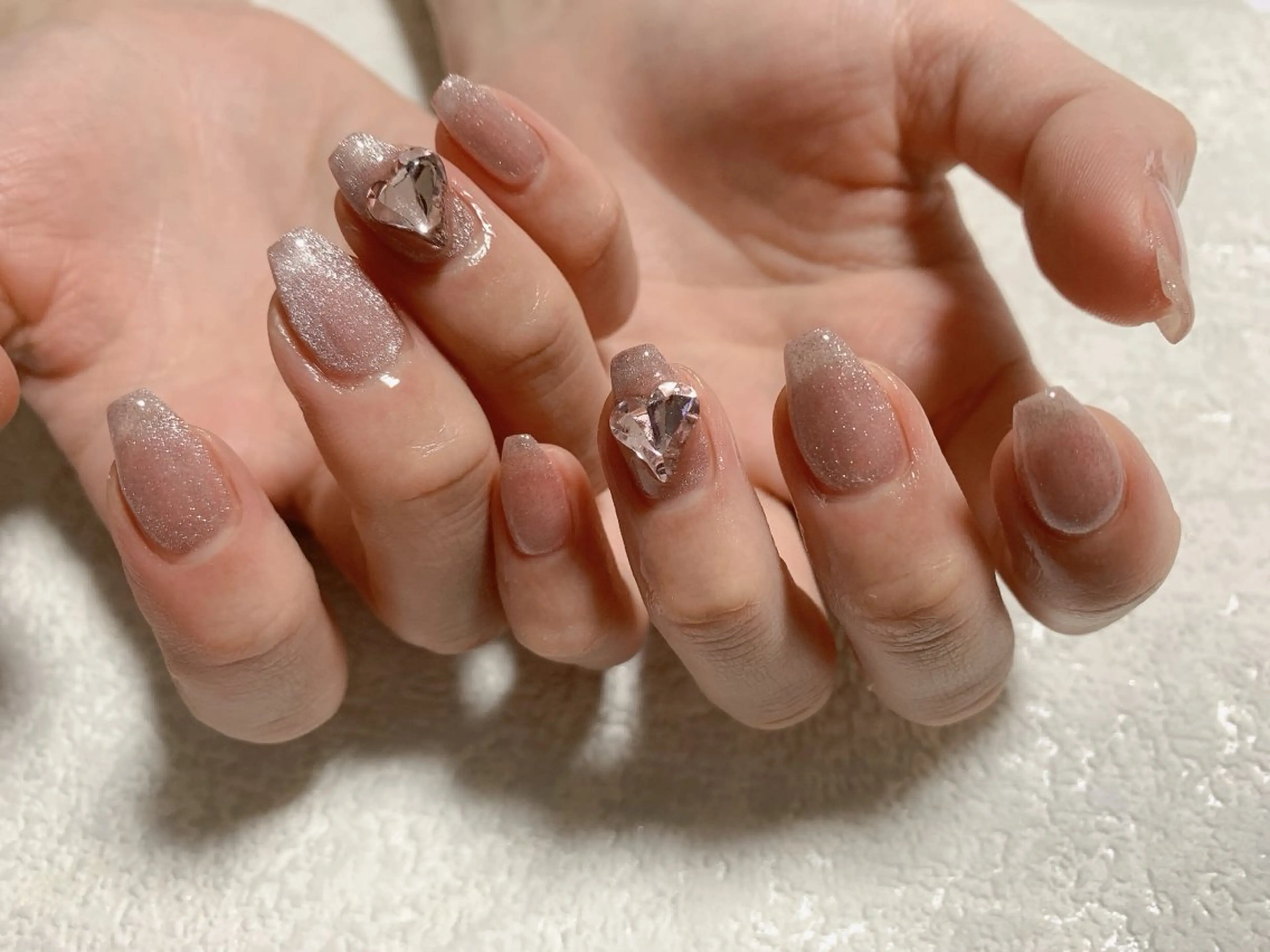 ネイル ジェルネイル ハート マグネットネイル メンズネイル パラジェル kiki nail たまプラーザのネイルデザイン