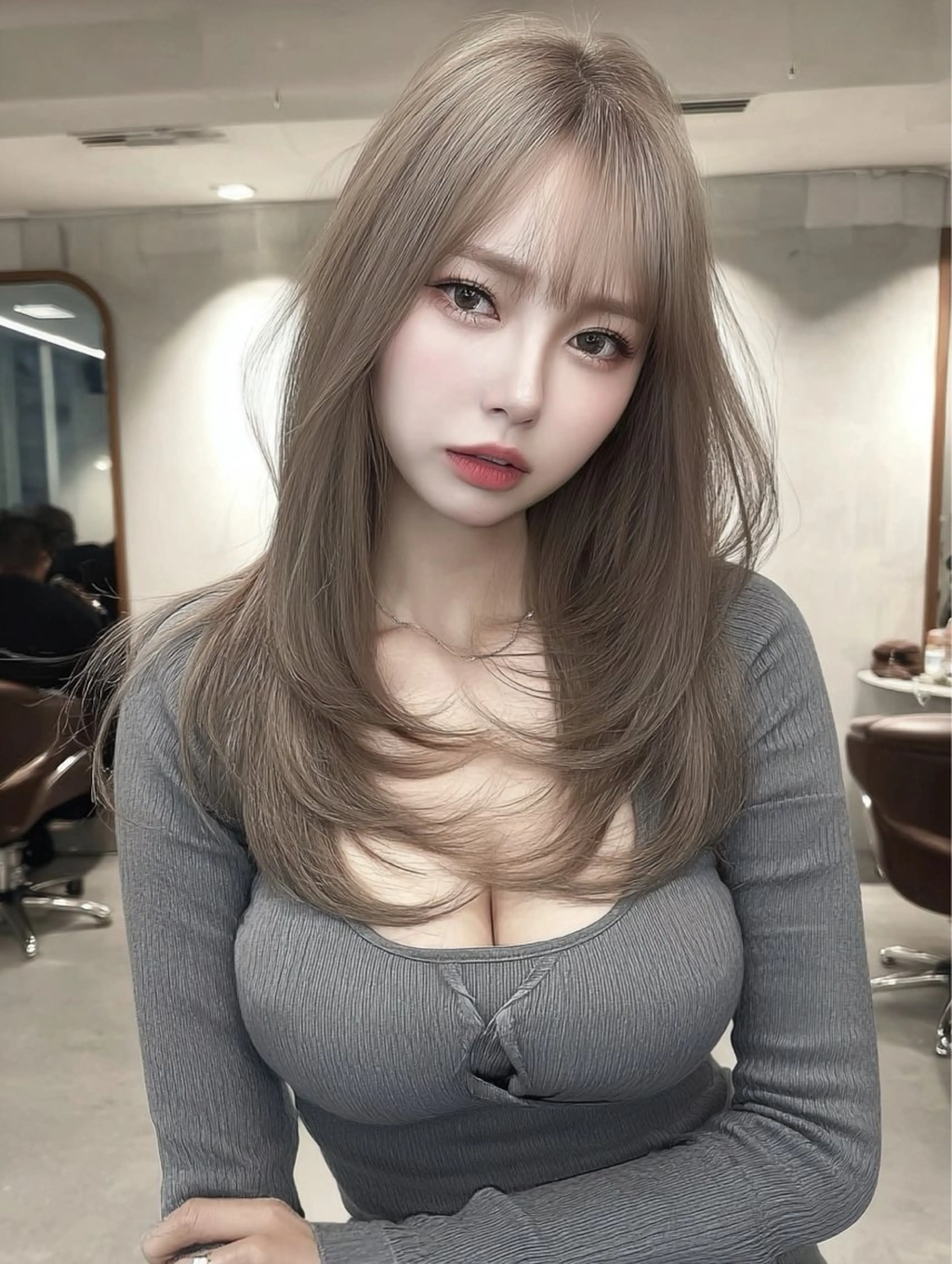 ロング てる🍒レッド🍓 艶カラー/ハイトーンのヘアスタイル