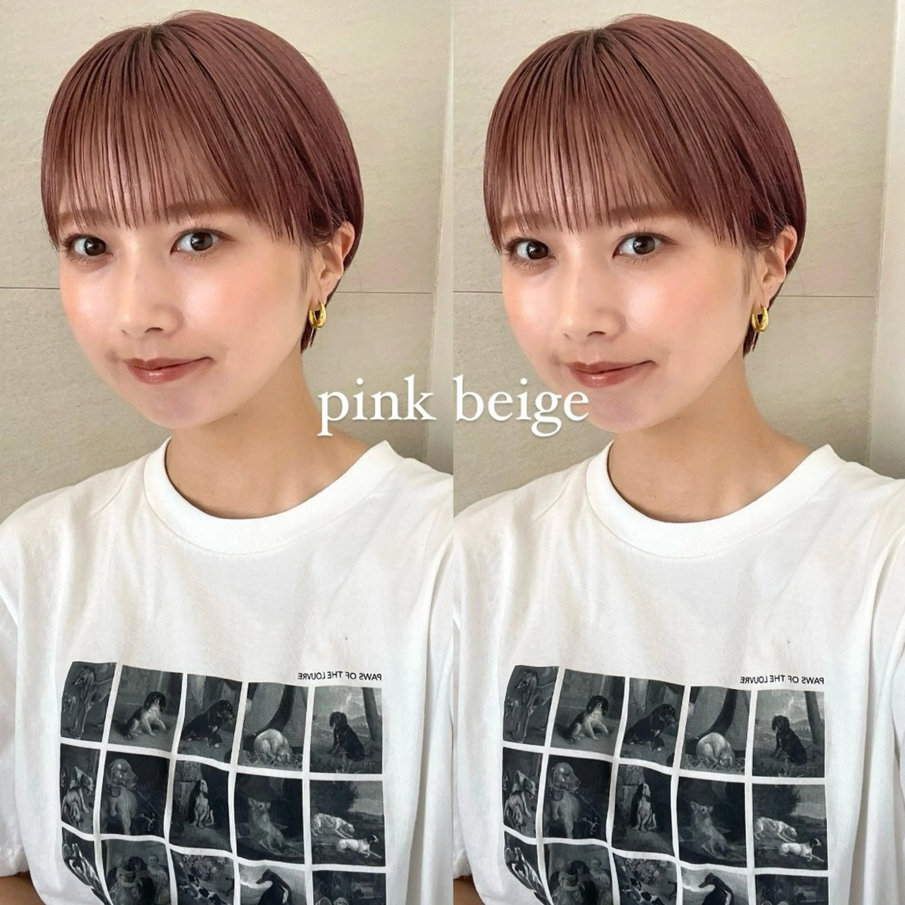 ショート カラー ベージュカラー ピンクカラー ピンクベージュ 顔まわり🥨レイヤー /透明感/水口舞奈のヘアスタイル