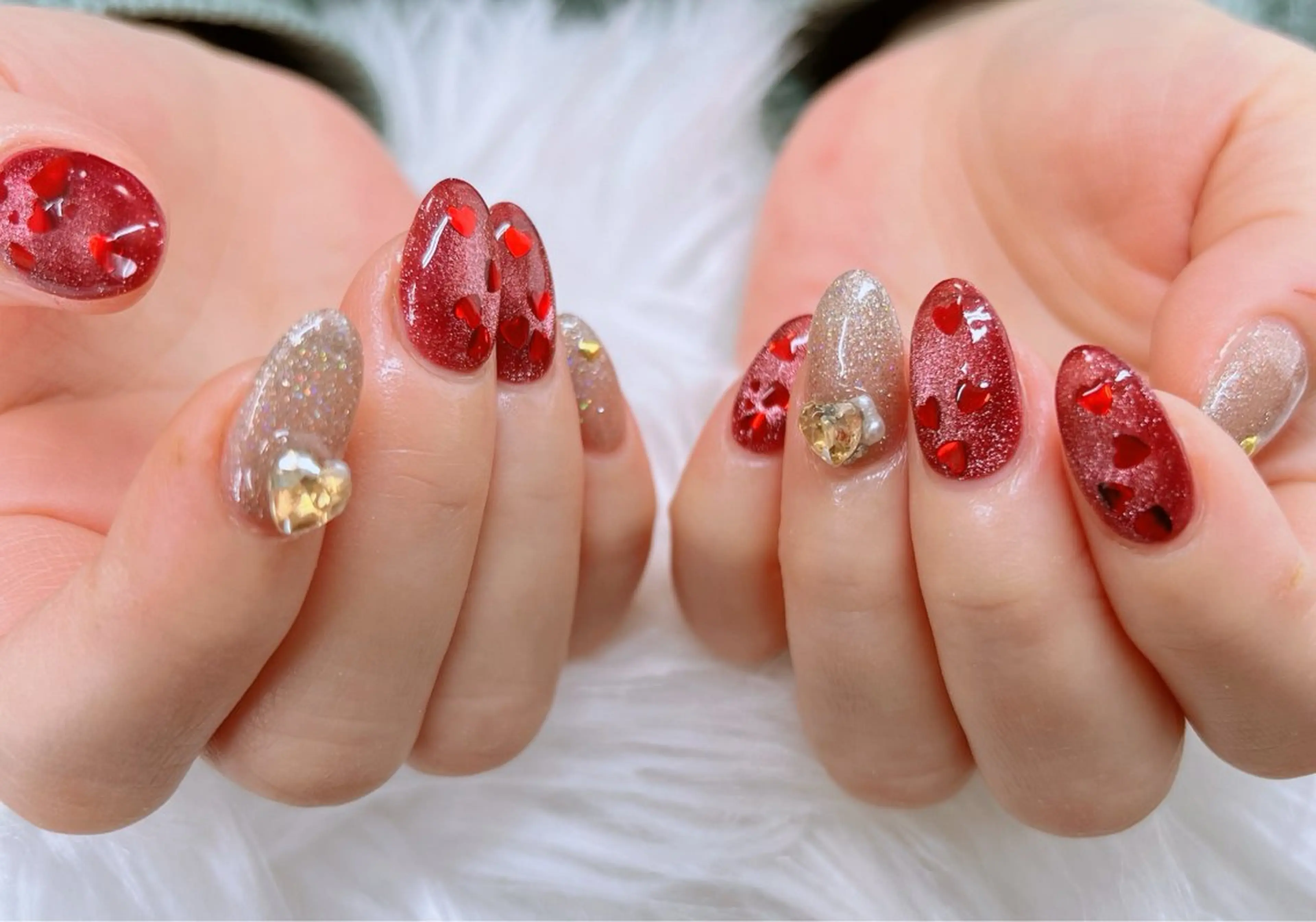 ネイル 長さ出し フレンチネイル キラキラネイル 韓国ネイル マグネットネイル ハンドネイル Lee _nailのネイルデザイン