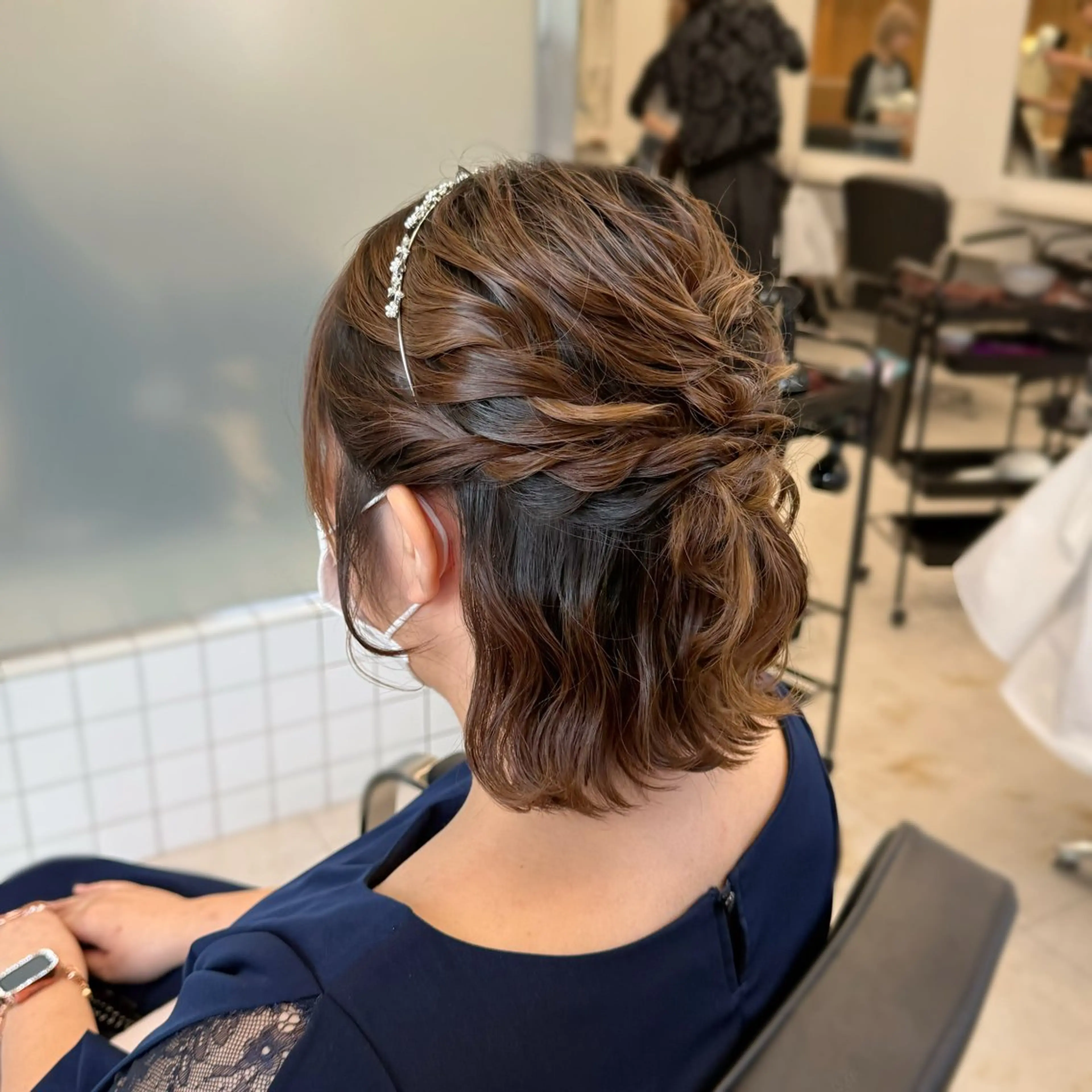 ミディアム カラー ヘアアレンジ ハーフアップ 縮毛矯正+モテカラー 🎀✨MIHOのヘアスタイル