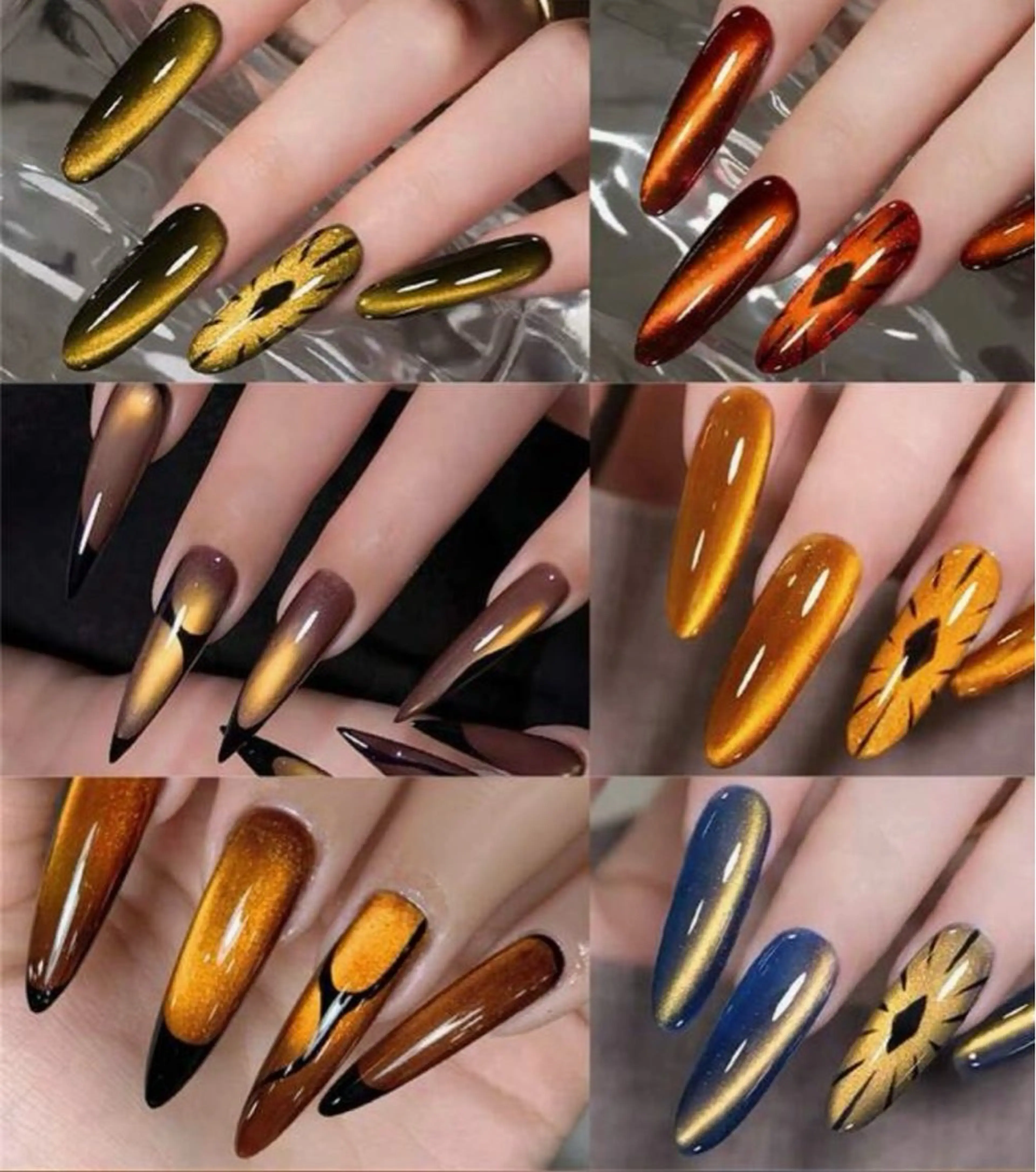 ネイル ボルドー ブラウン マグネットネイル リセス 高田馬場のネイルデザイン