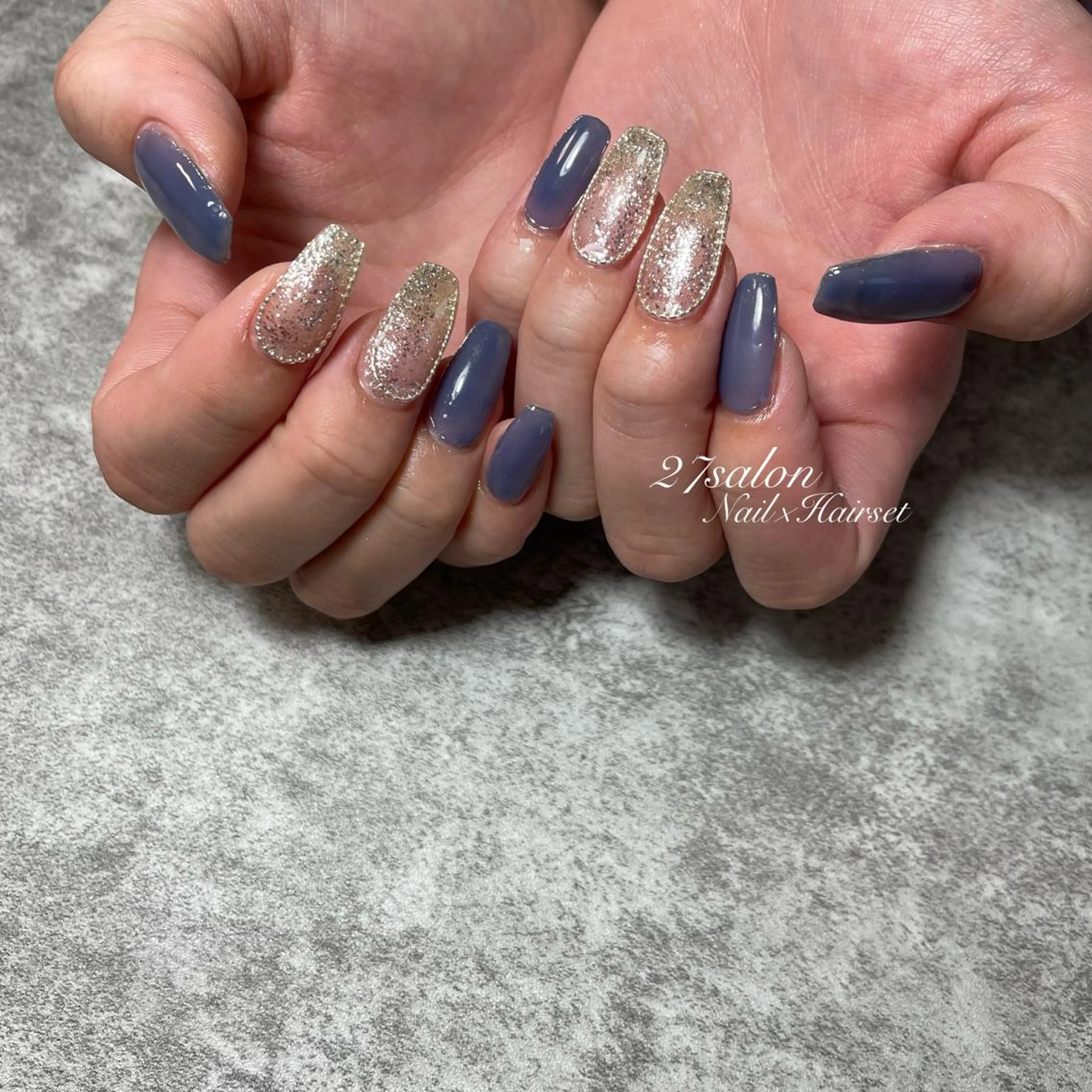 ネイル ブルー ジェルネイル 27salon yuinaのネイルデザイン