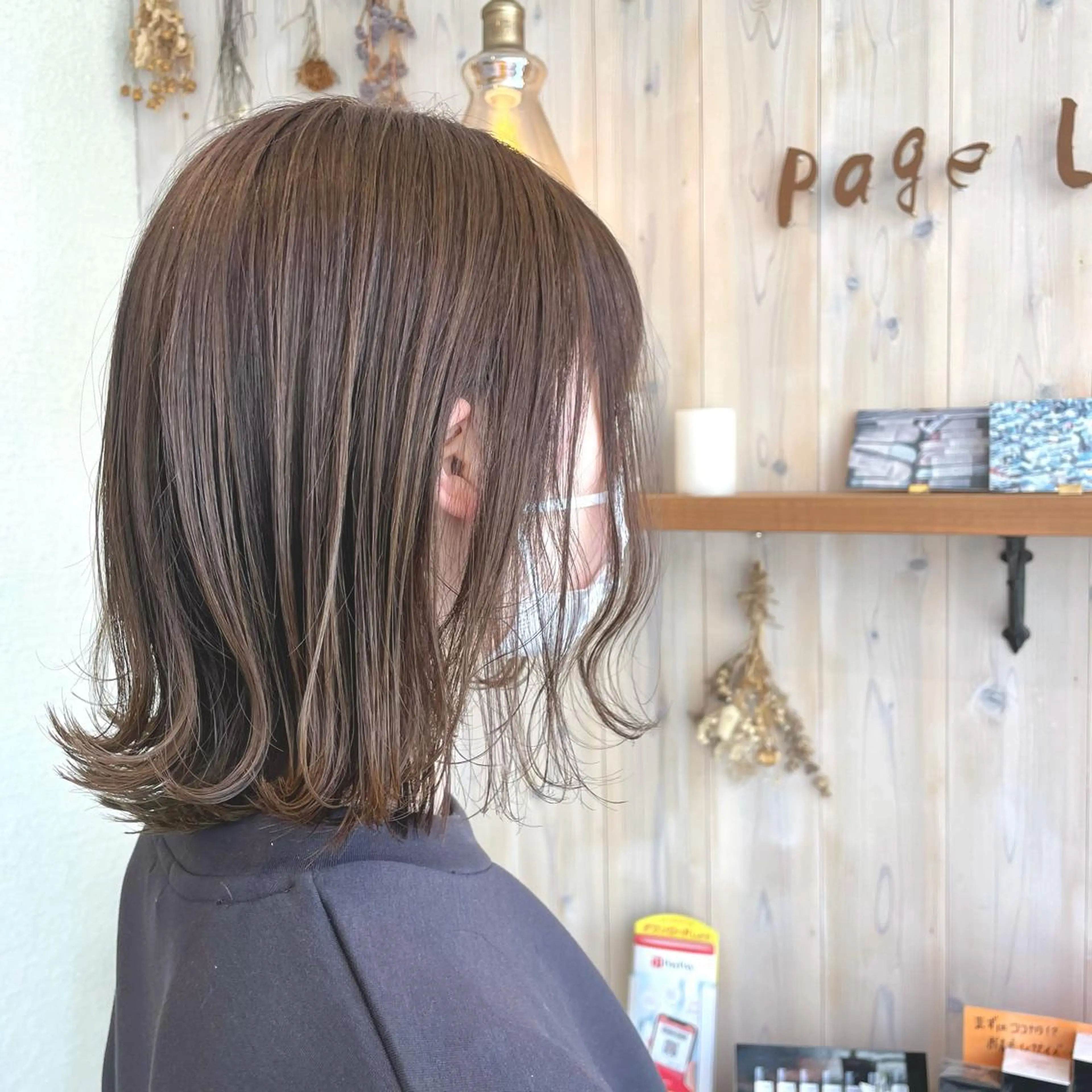 ミディアム カラー ベージュカラー オリーブベージュ 透明感カラー/ 寺田千雅子のヘアスタイル