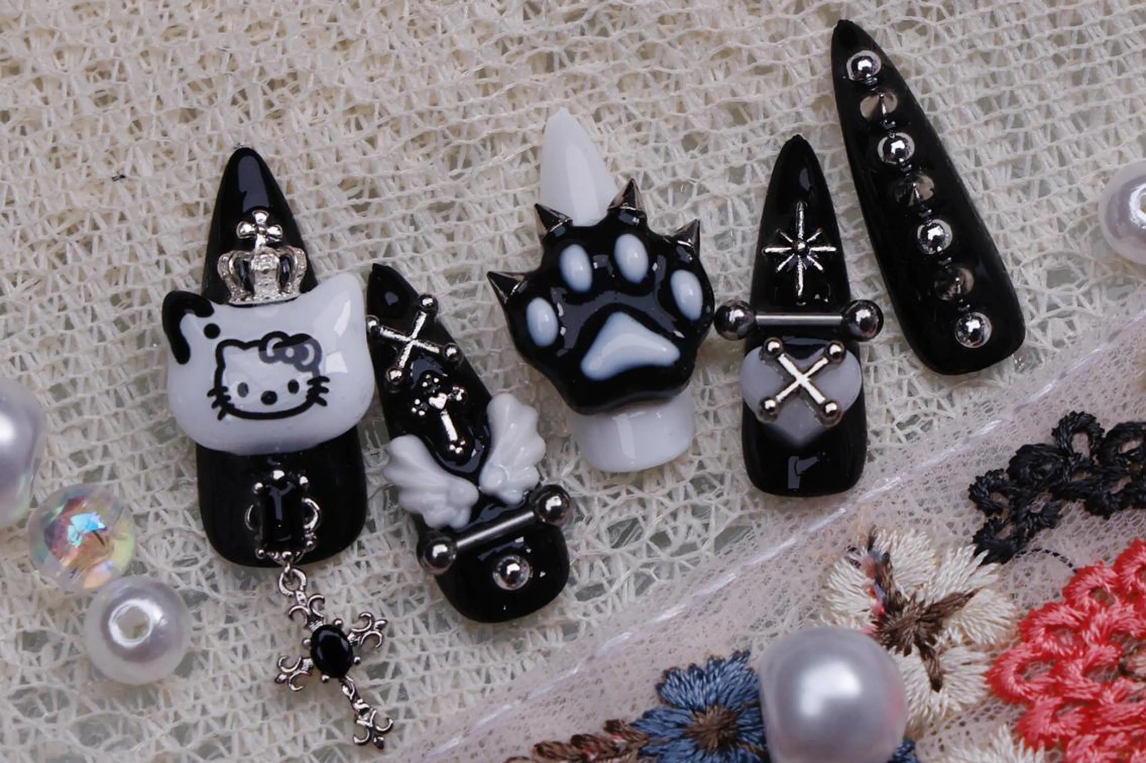 ネイル ハロウィン ロングネイル マグネットネイル スカルプネイル ネイルチップ Mss えりのネイルデザイン