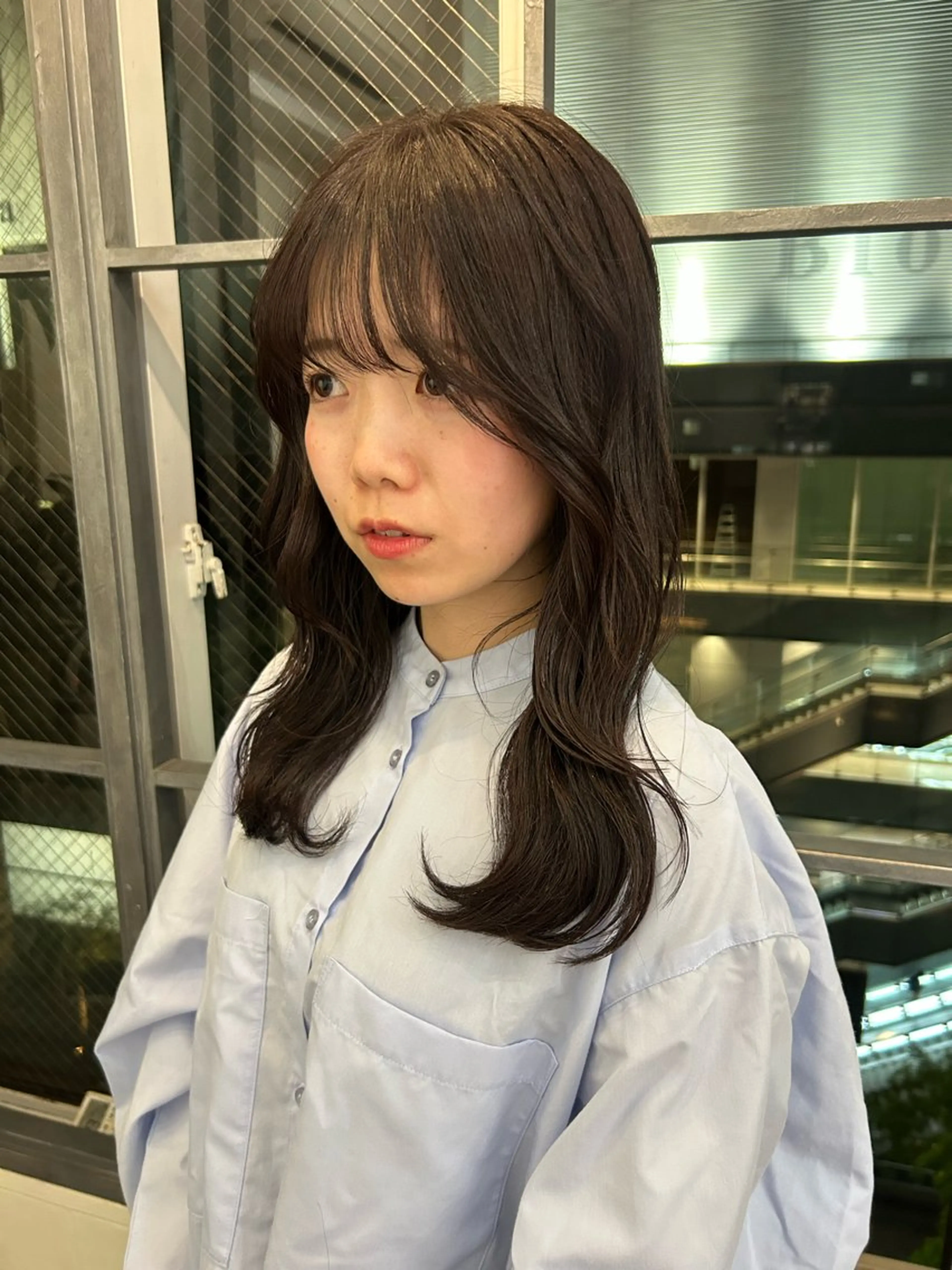 セミロング カラー グレージュ ラベンダーカラー ラベンダーグレージュ ラベンダーグレー トリートメント 透明感似合わせカラー 🍀あかり🍀のヘアスタイル