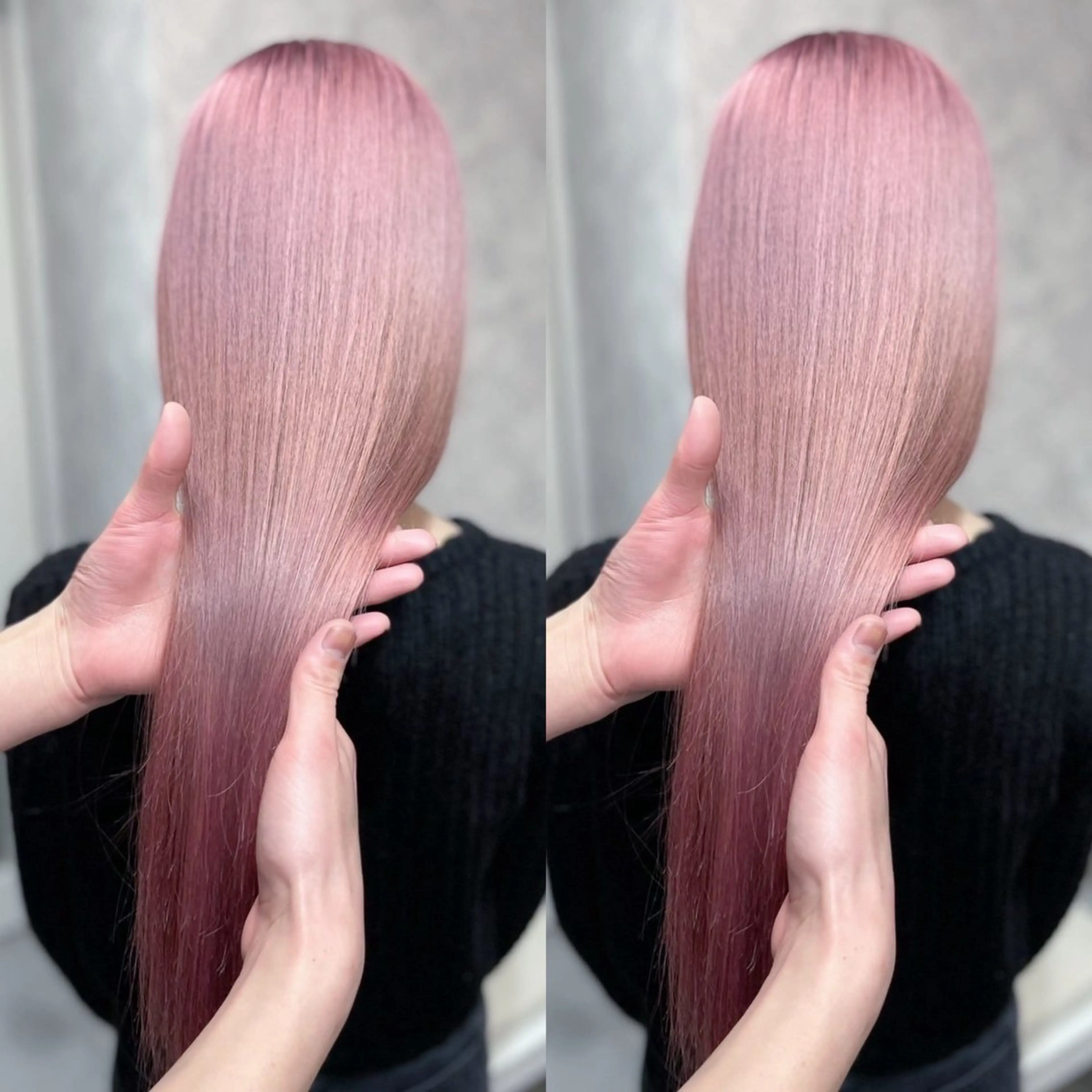 ロング カラー ベージュカラー ピンクカラー ピンクベージュ ヘアカラー トリートメント ヘアセット ブリーチ無しダブル カラー🦕まどかのヘアスタイル