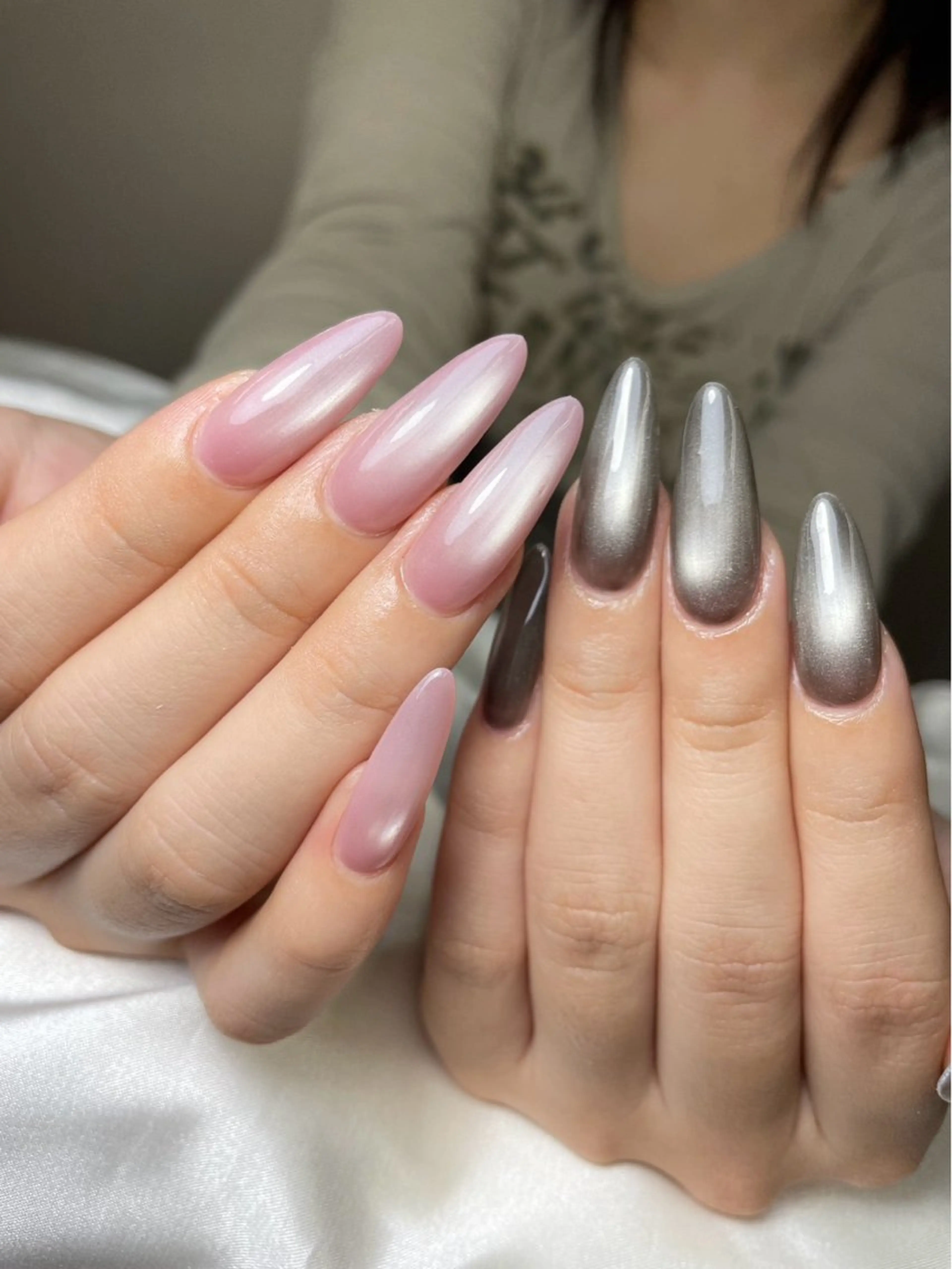 ネイル ブラウン チークネイル 桜ネイル 長さ出し フットネイル ハンドネイル XIINH NAIL SALONのネイルデザイン