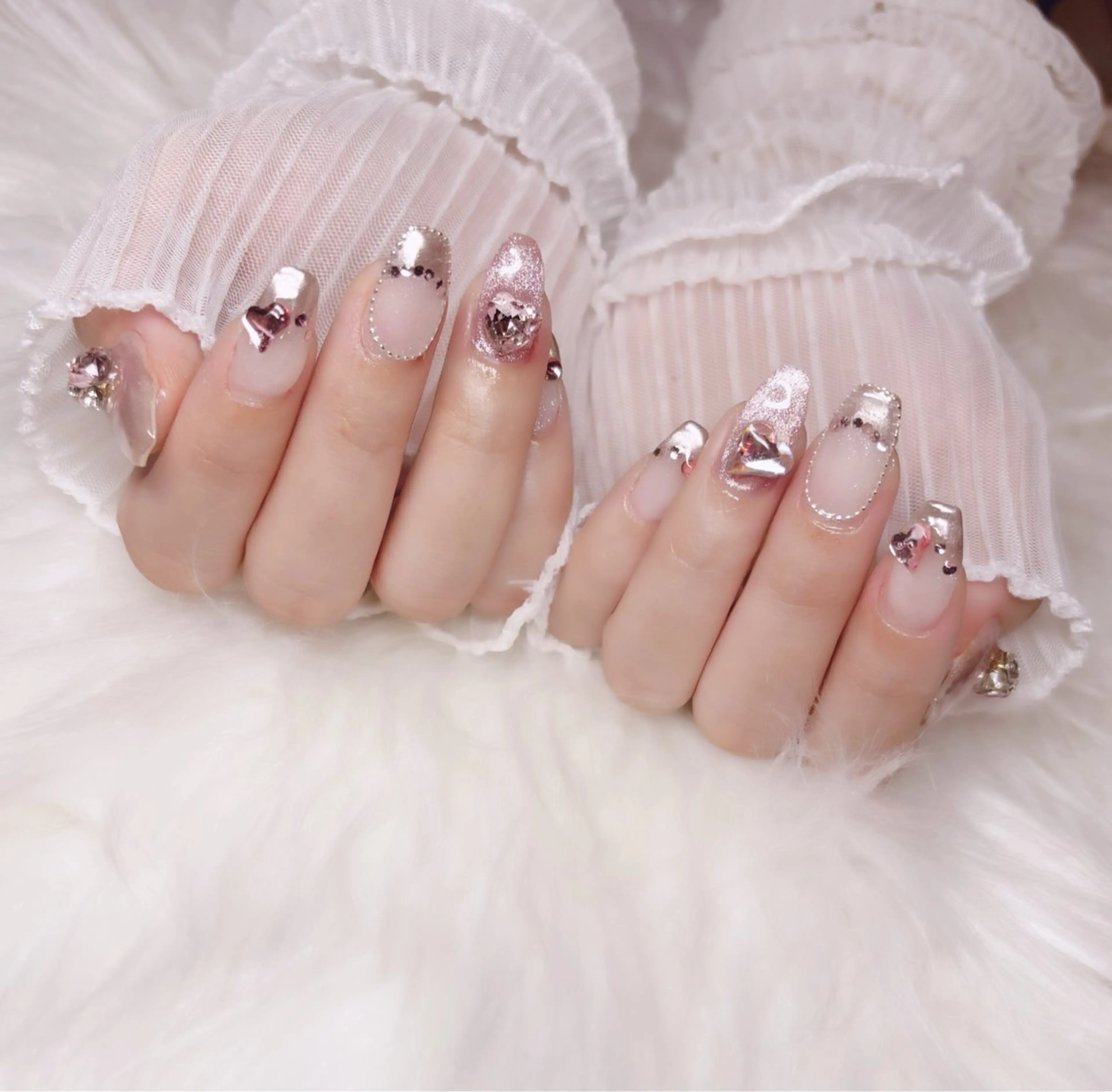 ネイル ミラーネイル ピンク ハンドネイル Nail Salon macherieのネイルデザイン