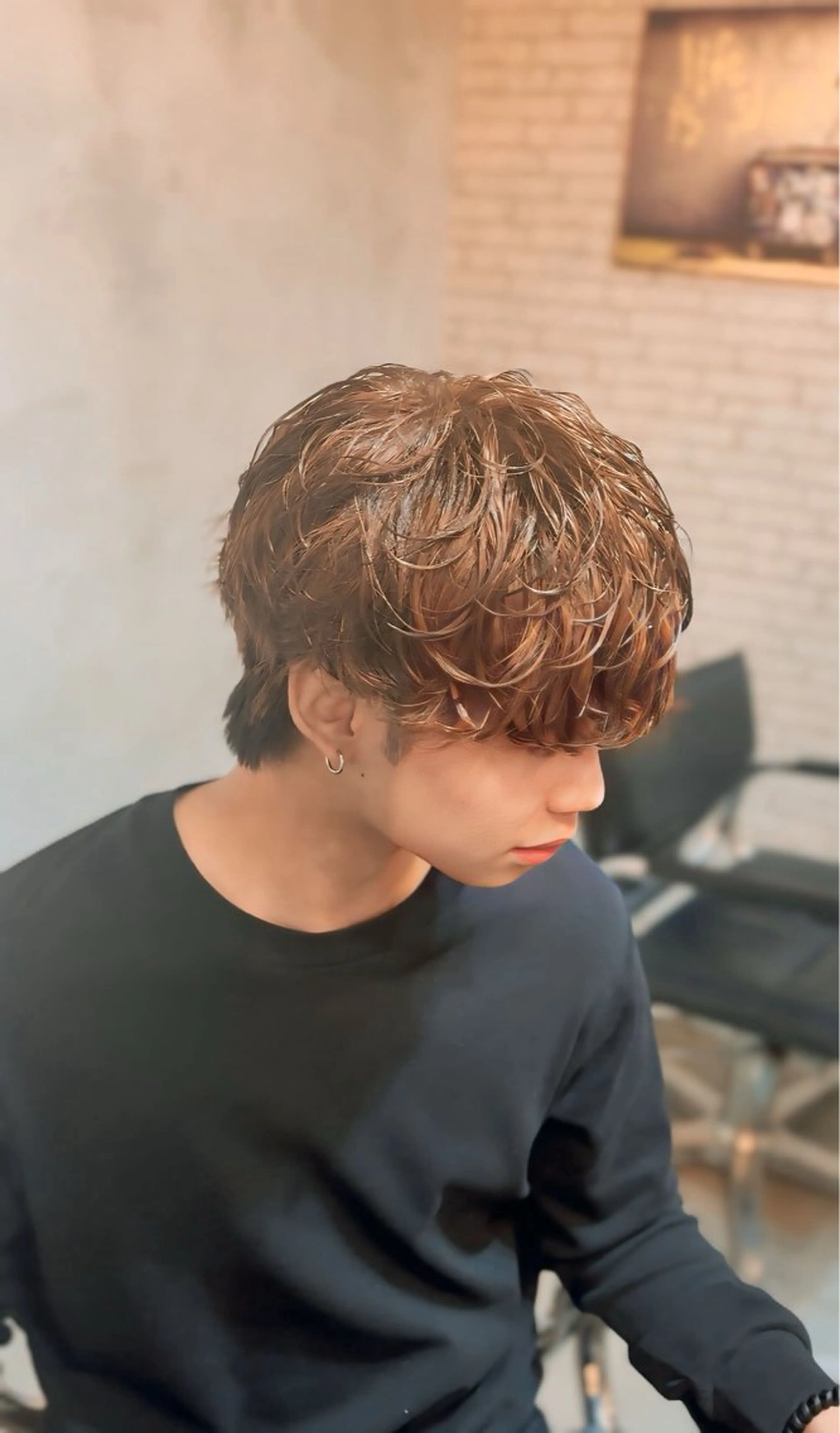 メンズ メンズ韓国風 メンズパーマ シャドーパーマ カット パーマ ツイスト シャドー マッシュおがたたくむのヘアスタイル