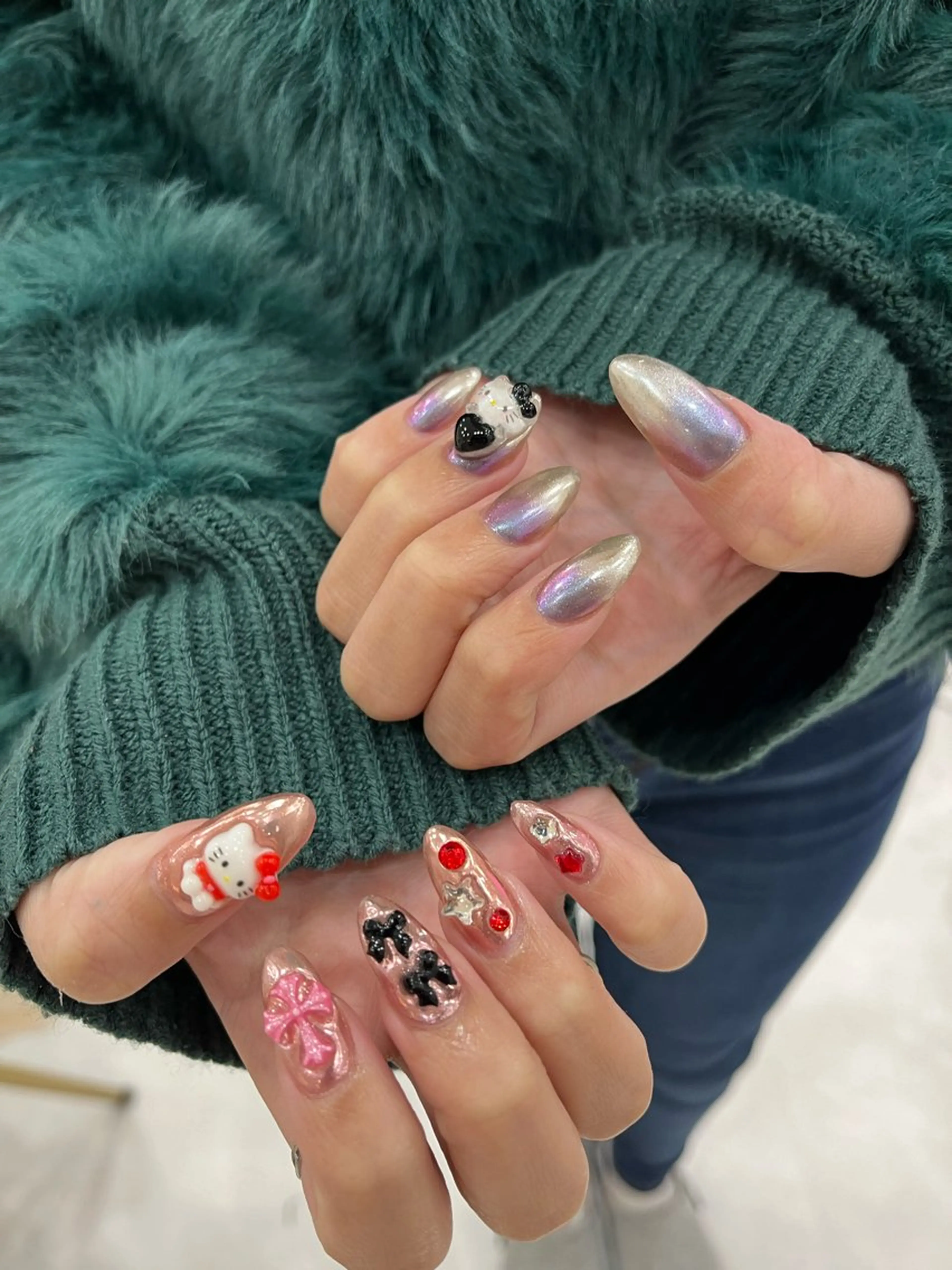 ネイル 長さ出し フットネイル ジェルネイル 韓国ネイル マグネットネイル #Amin nail salonのネイルデザイン