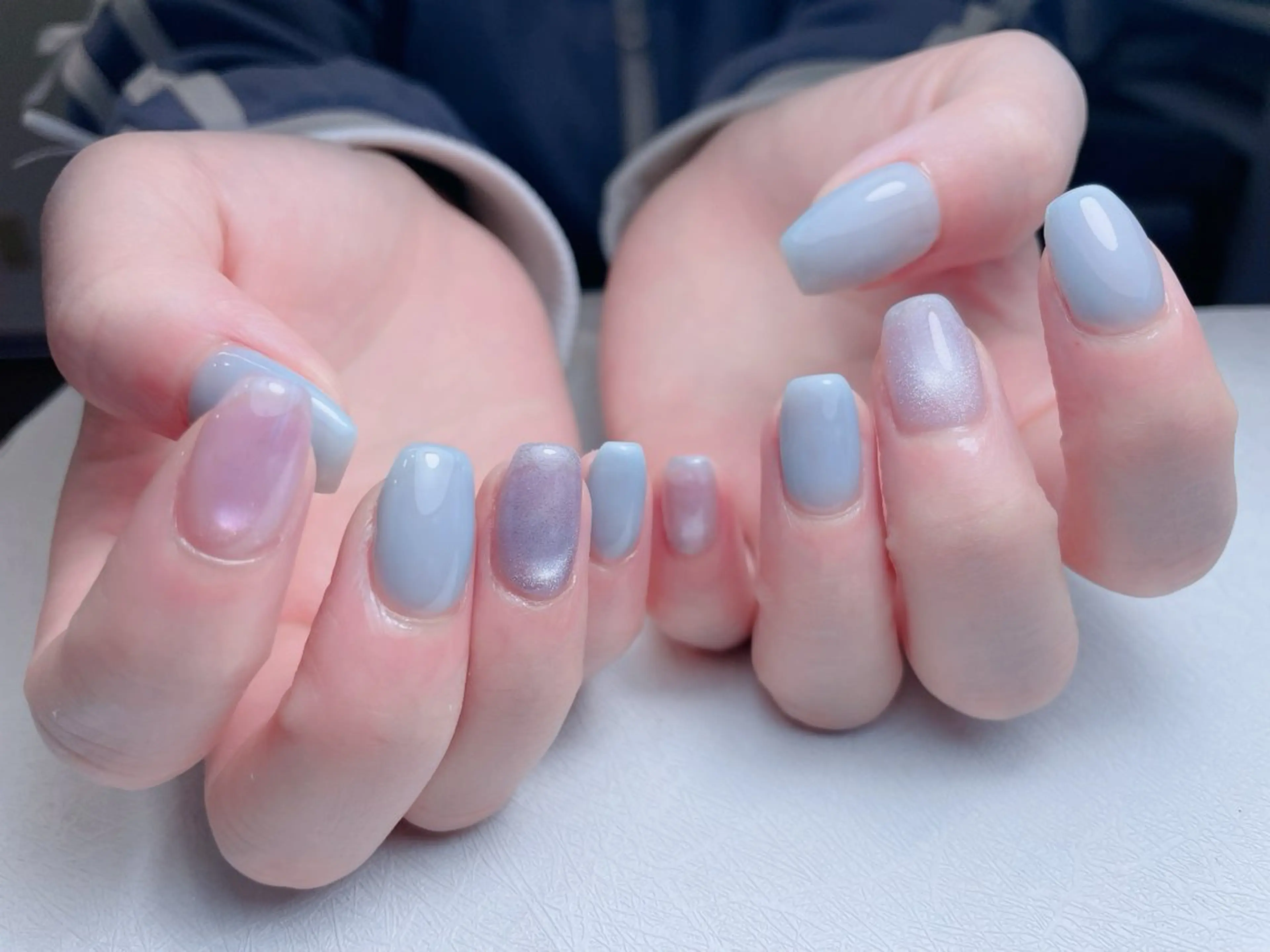 ネイル オーロラネイル 長さ出し フットネイル フレンチネイル 韓国ネイル 中野駅から2分 MEO NAILのネイルデザイン