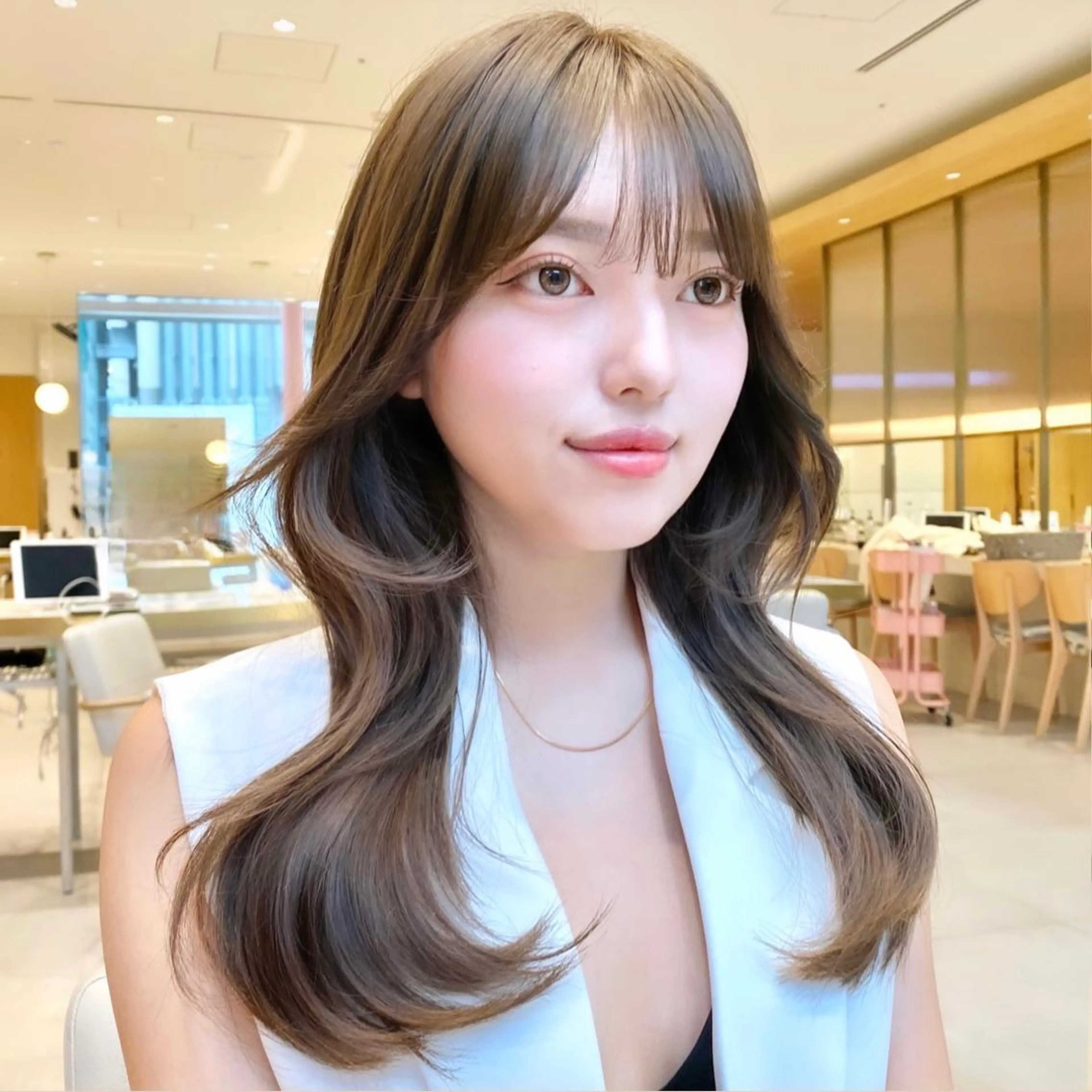 セミロング カット ヘアカラー トリートメント 韓国くびれレイヤー 🇰🇷はづきのヘアスタイル