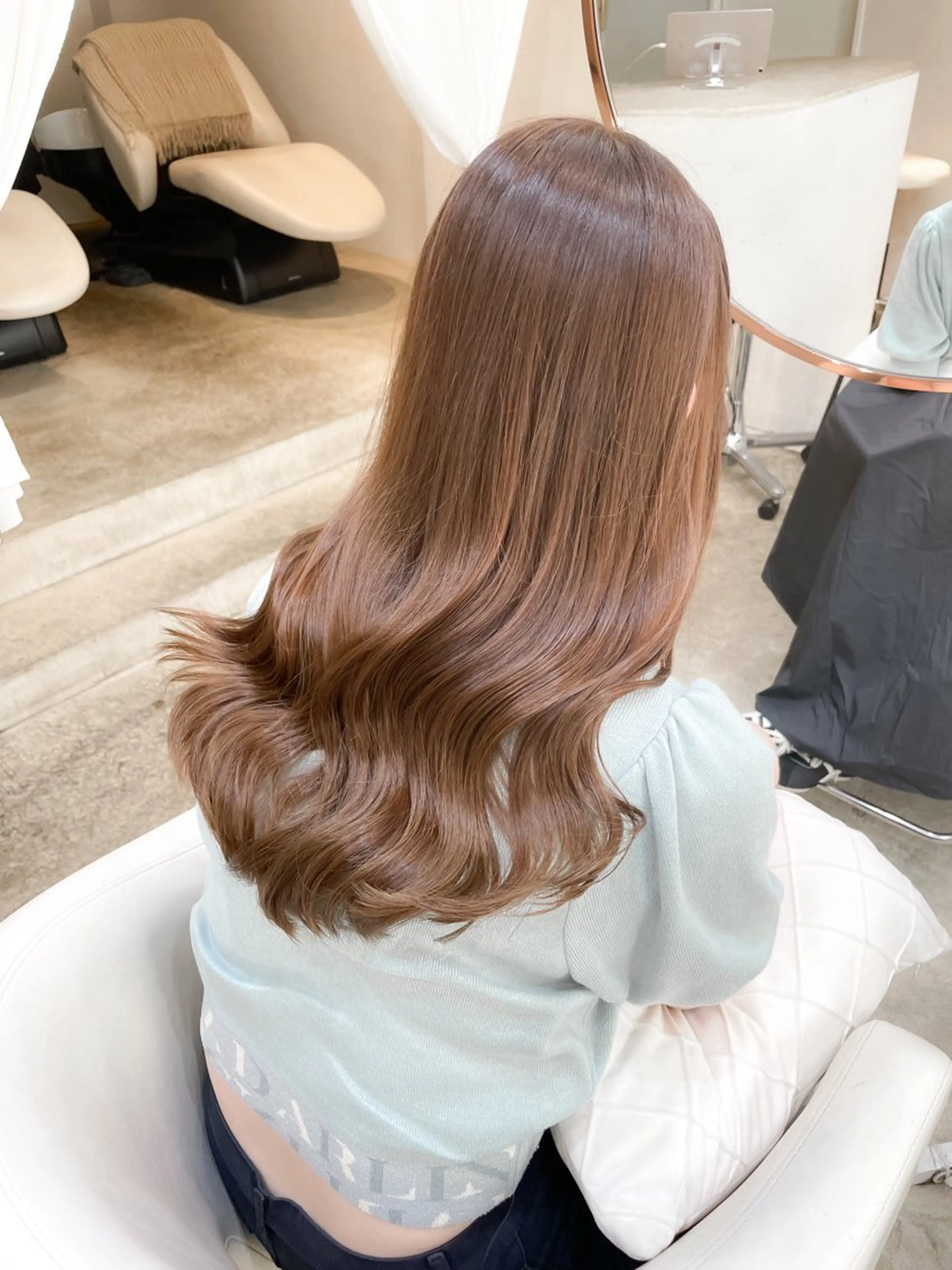 セミロング カラー バレイヤージュ ベージュカラー ブリーチ ケアブリーチ ダブルカラー トリートメント ヘアセット ミディアム/顔周り/ ベージュ🌼mayuのヘアスタイル