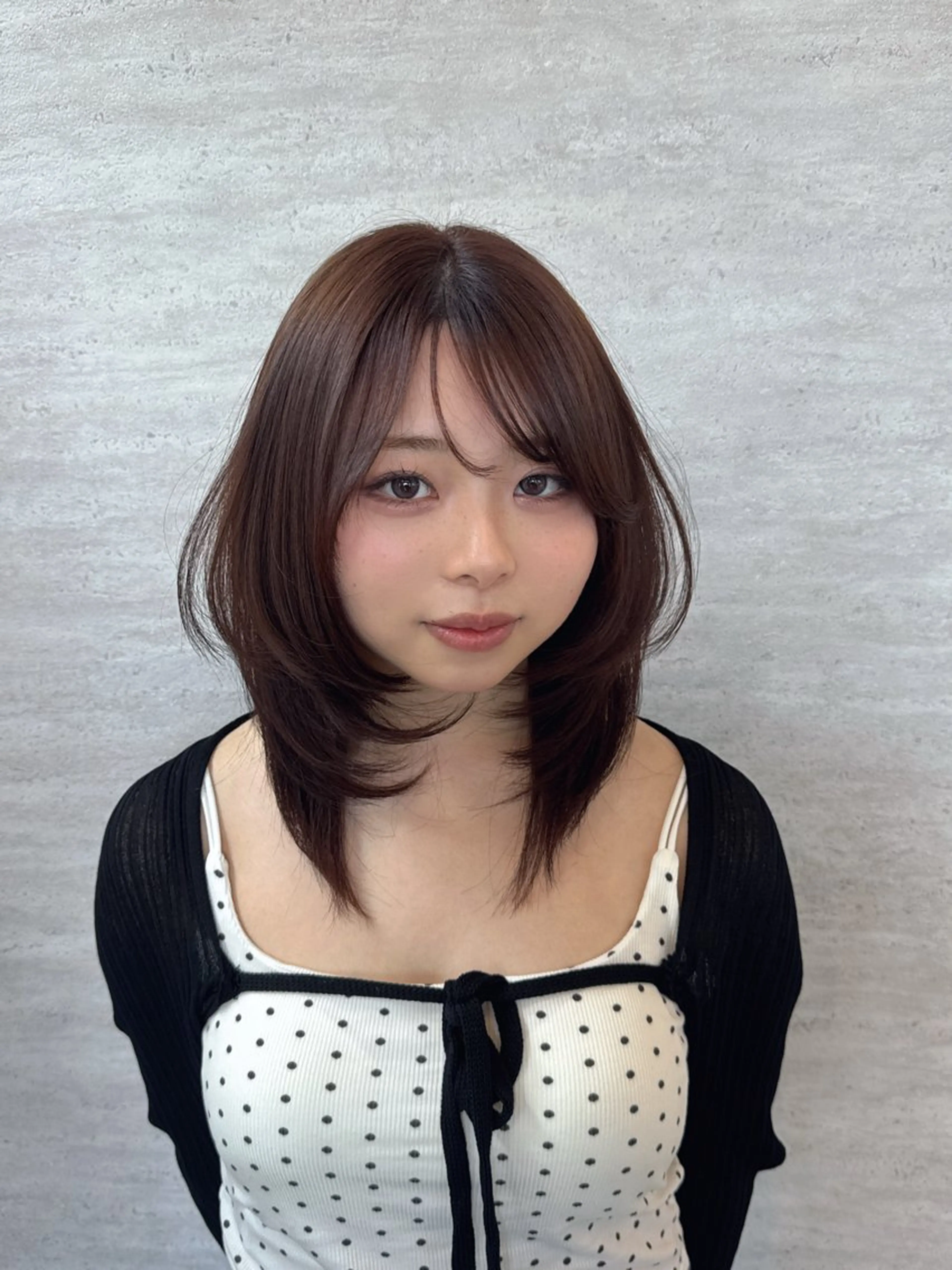 ミディアム カラー ヘアアレンジ ヘアカラー トリートメント 韓国レイヤーカット/ 儚げカラーチナツのヘアスタイル