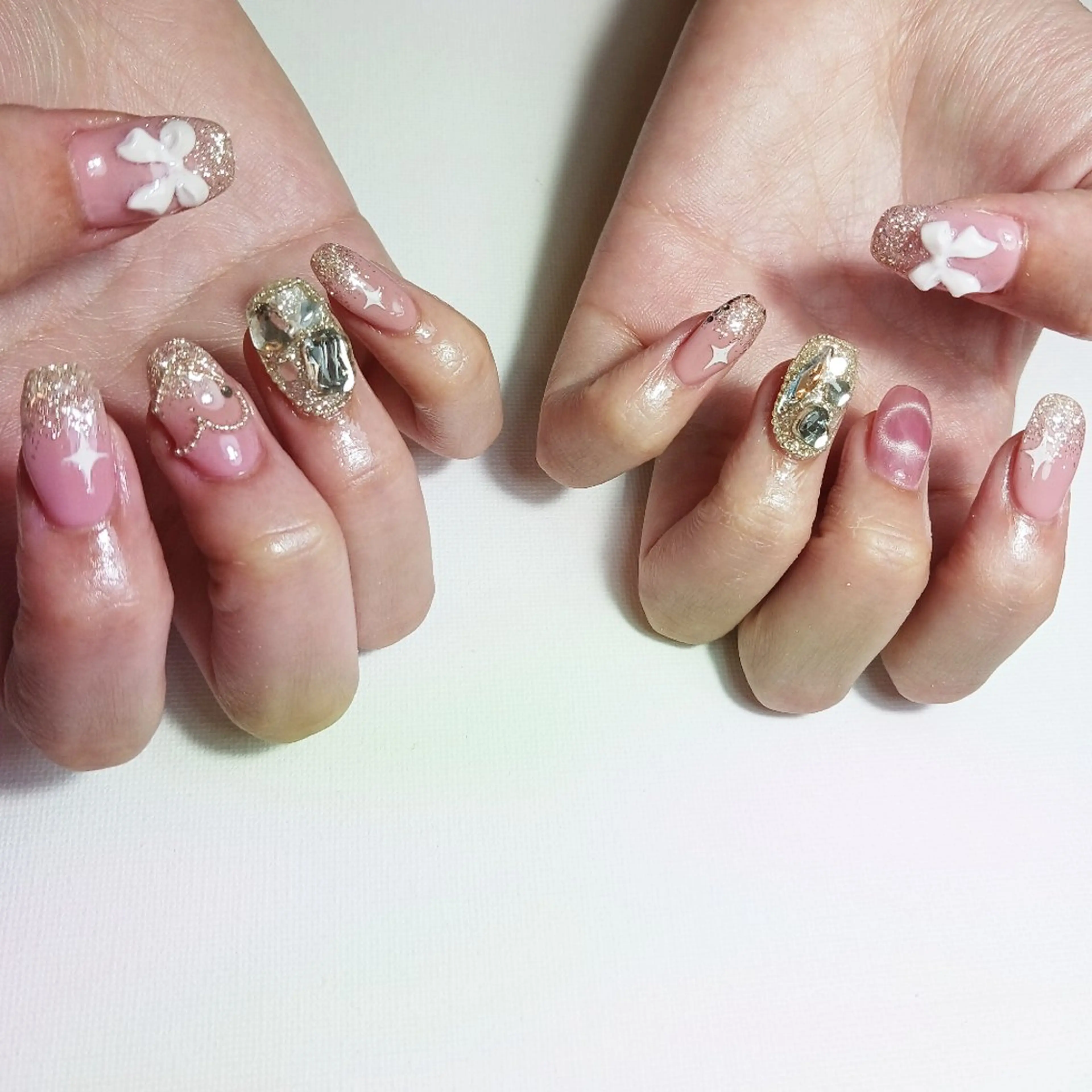 ネイル ジェルネイル ハート マグネットネイル 持ち込み ピンク owlnail /持込みデザイン専門のネイルデザイン