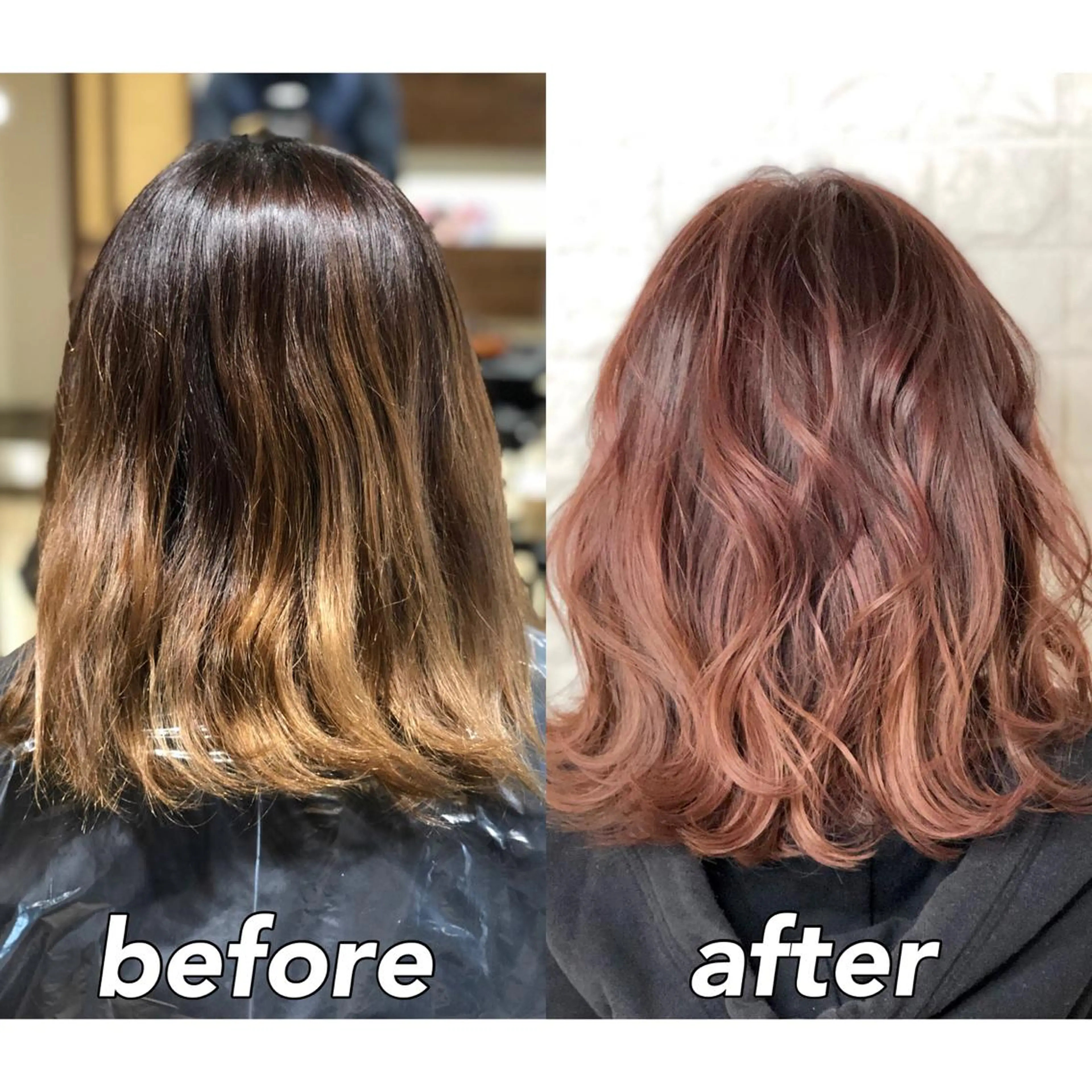 ミディアム カラー バレイヤージュ ベージュカラー グラデーションカラー ピンクカラー ピンクベージュ 髪質改善特化KIZU /艶髪研究（京都）のヘアスタイル