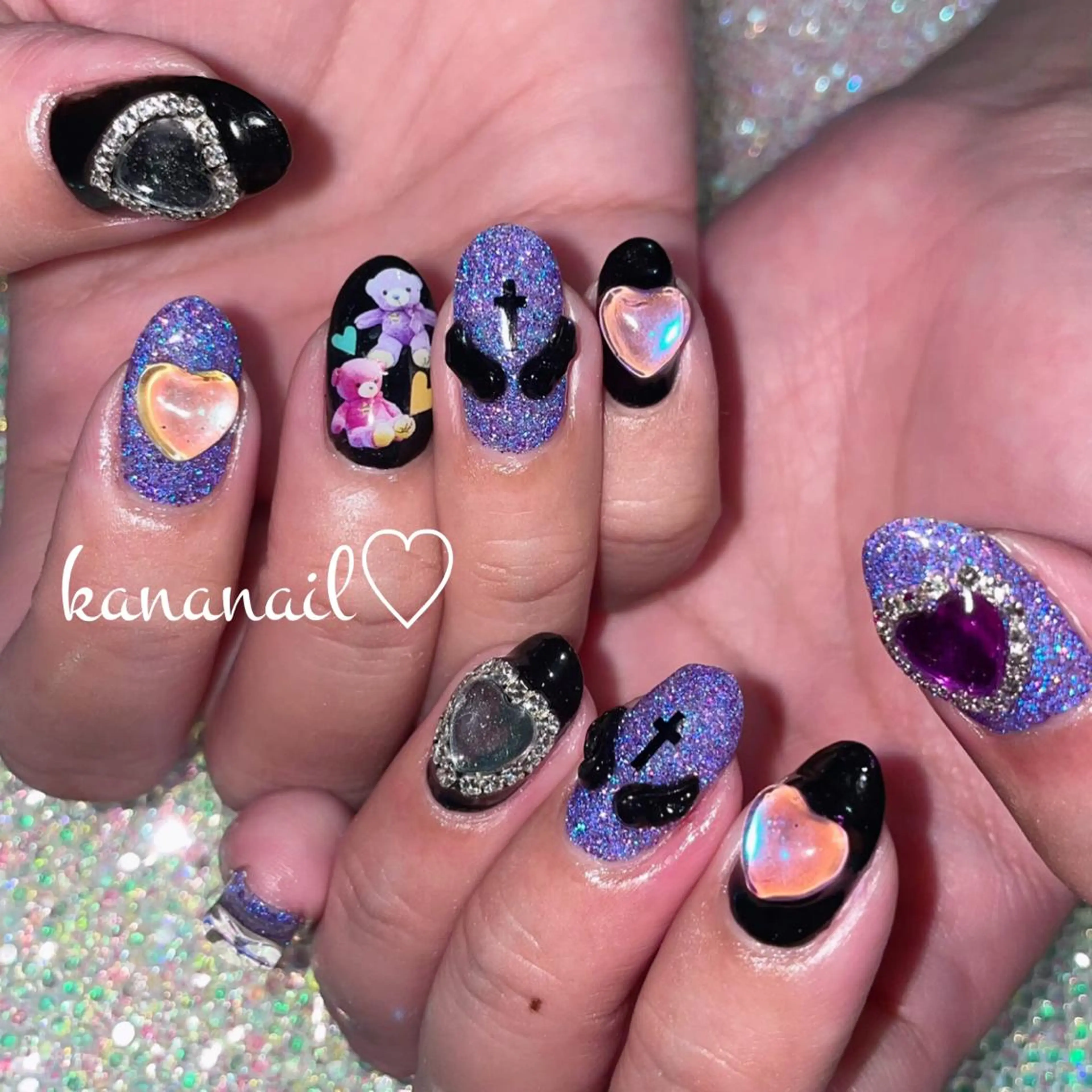 ネイル 成人式 フラッシュネイル ジェルネイル ハロウィン ホログラムネイル kananail ♡のネイルデザイン