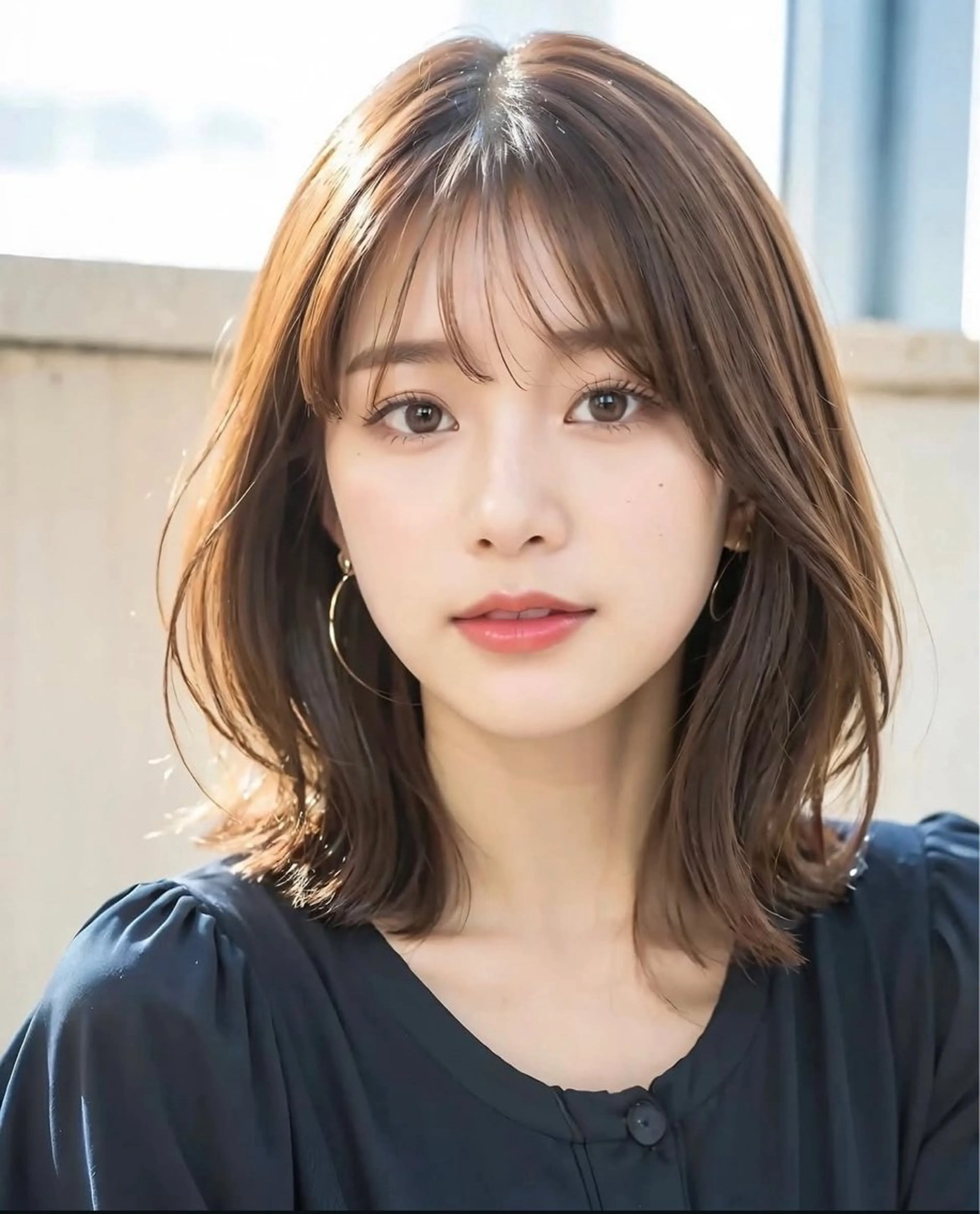 ミディアム ボブ 外ハネヘア 西谷 勇志のヘアスタイル