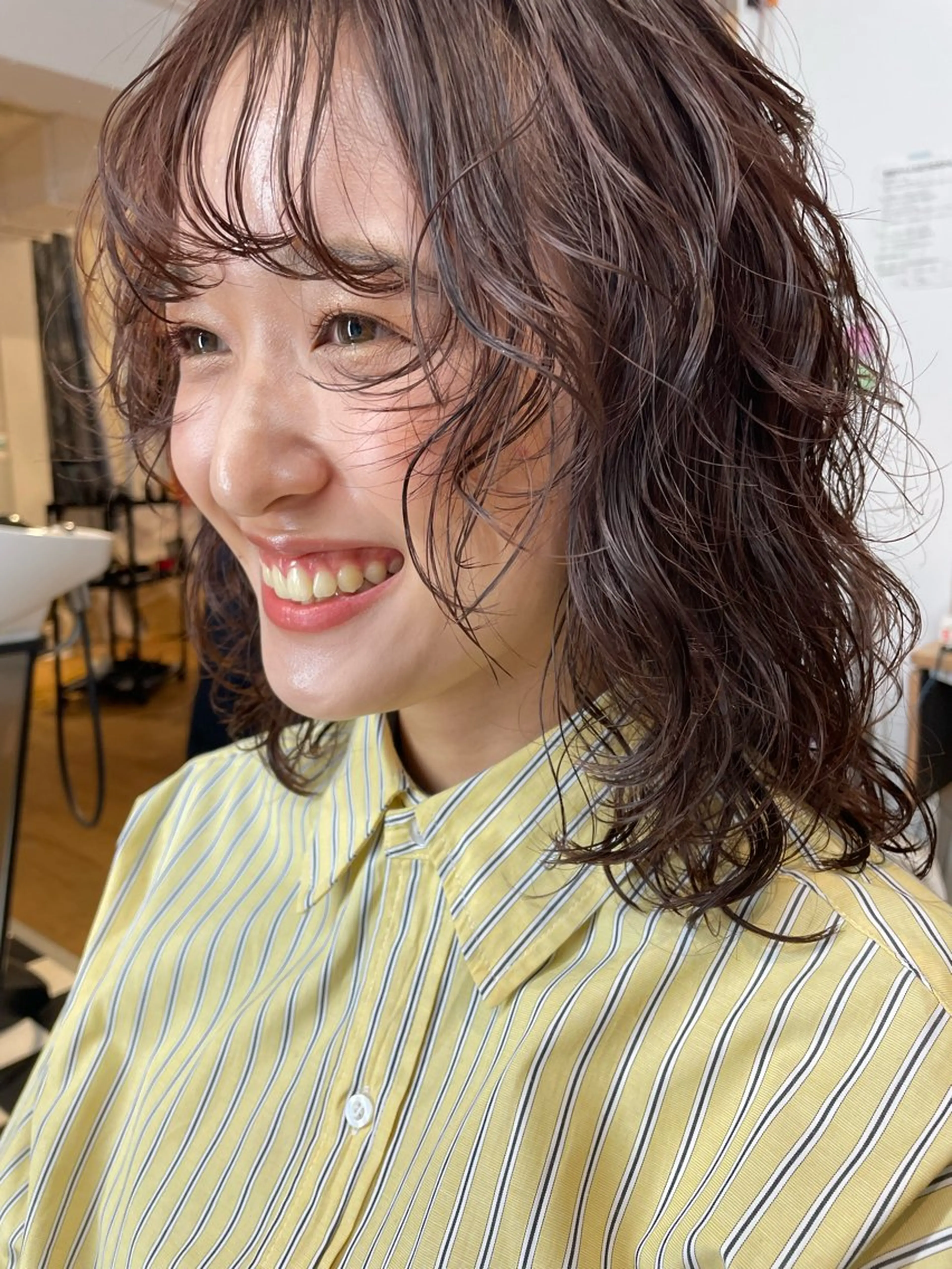 セミロング パーマ セミロングパーマ ウルフカット カット パーマ apish パーマ/夏琳🌻のヘアスタイル