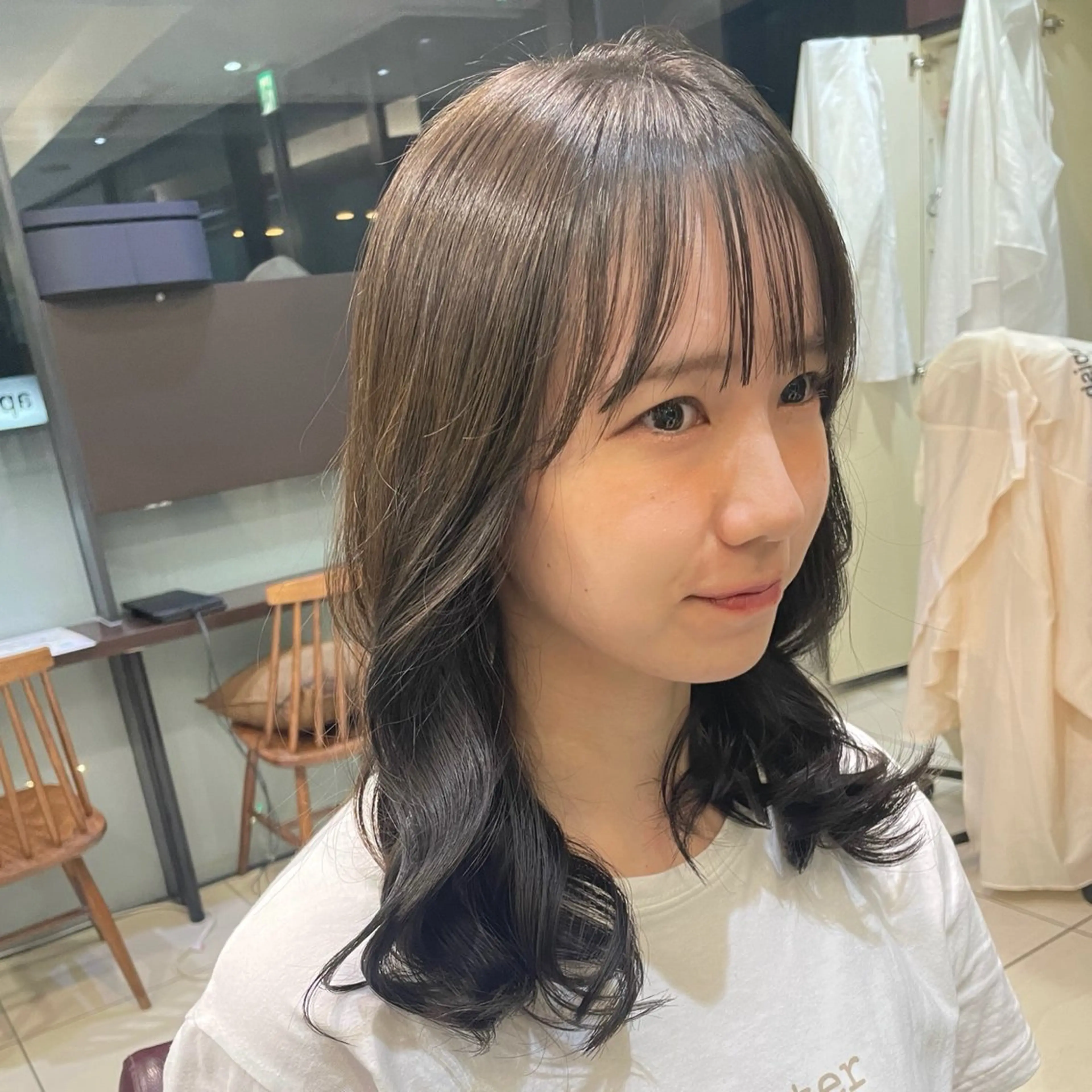 ミディアム パーマ パーマ 韓国風パーマ🌿コテ 巻き風パーマ/るいのヘアスタイル