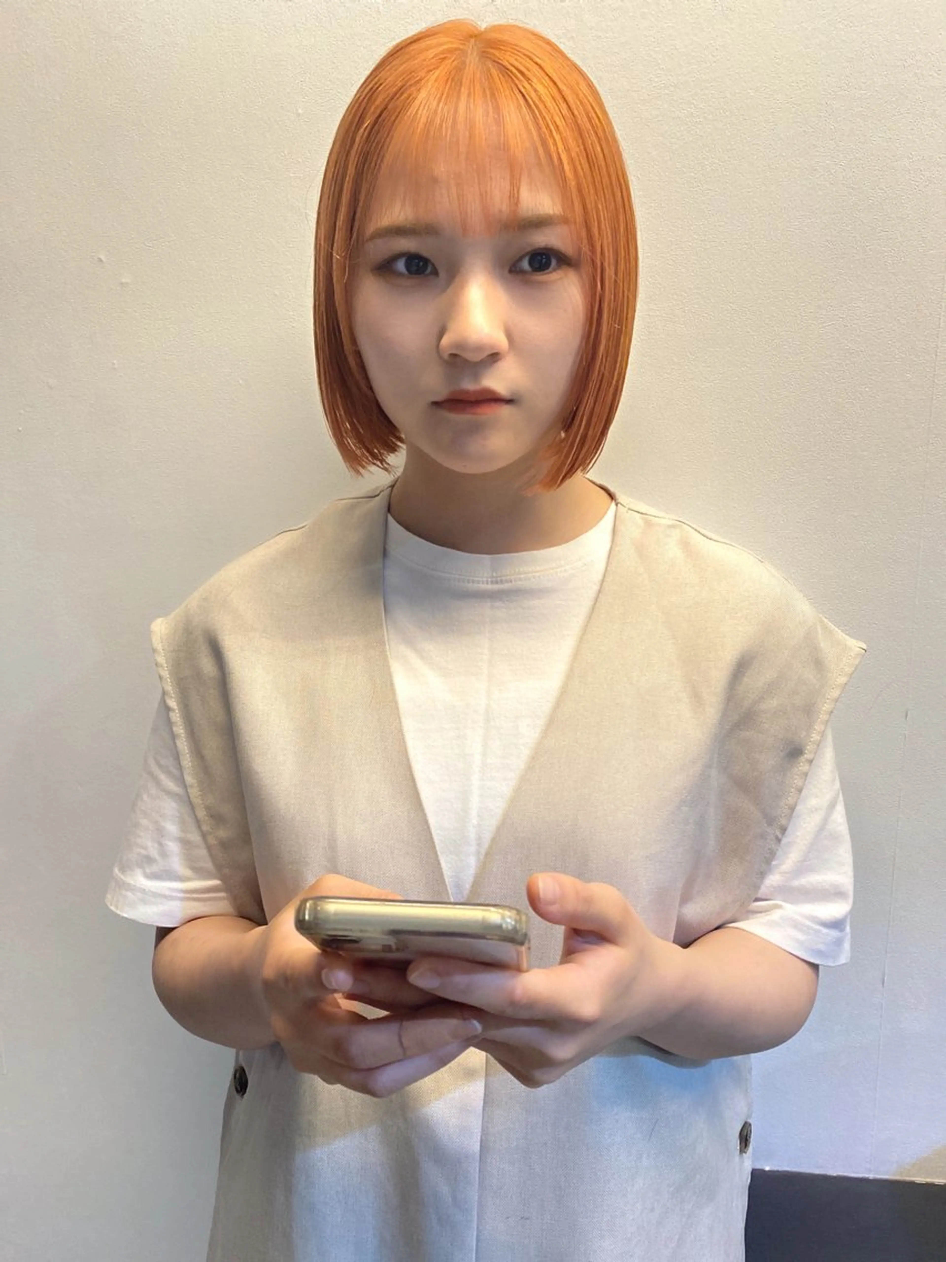 ショート カラー ヘアアレンジ メンズ キッズ ネイル マツエク・マツパ アイブロウ オレンジ オレンジピンク 眉カラー カラーマツエク オレンジ 広島/ボブ/レイヤー 🌿‬wakabaのヘアスタイル