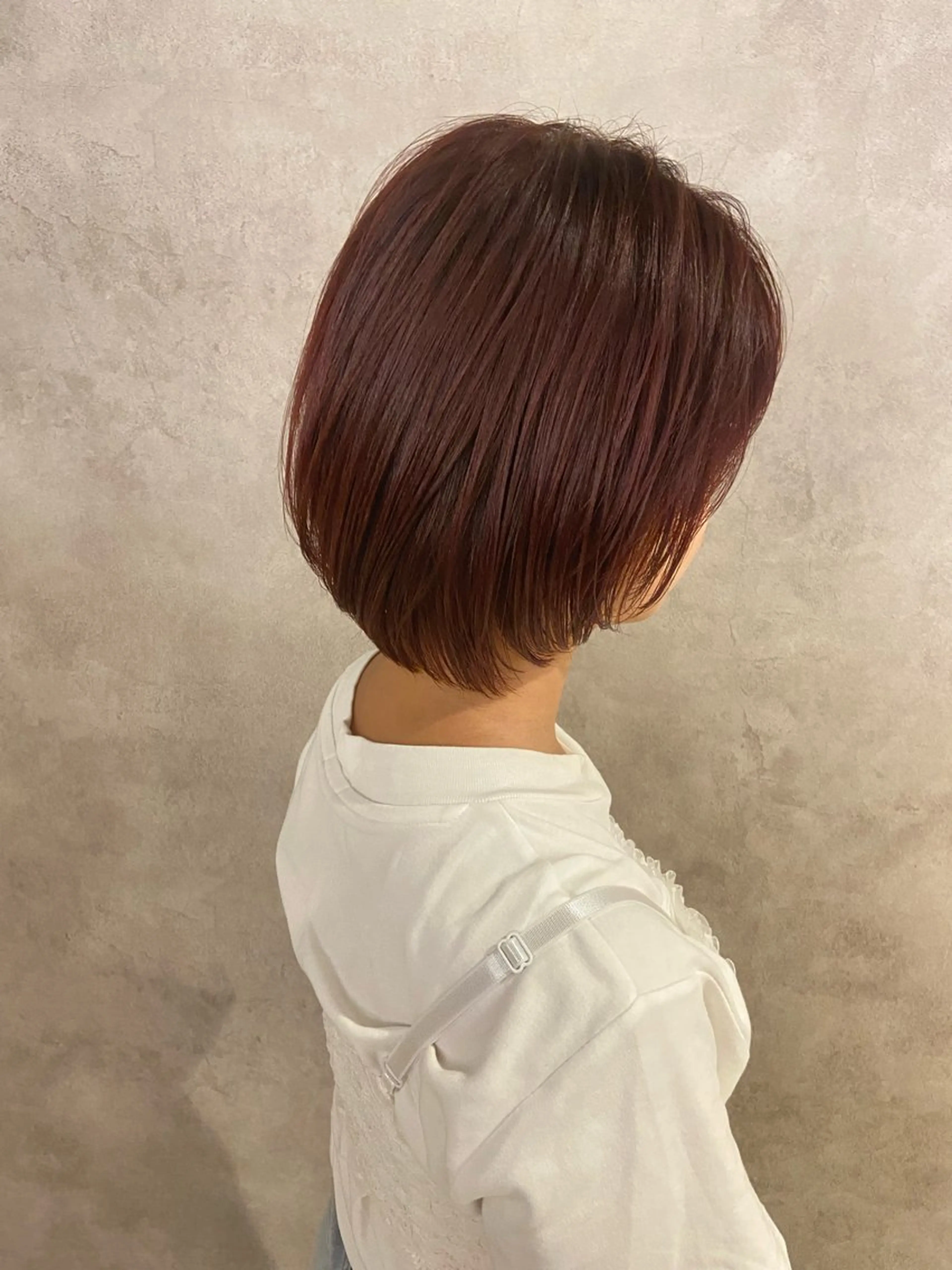 ショート カラー オレンジ ピンクカラー 伸ばしかけ ショートヘア ヘアカラー 大人ヘア/ショート/ ボブ/レイヤーのヘアスタイル