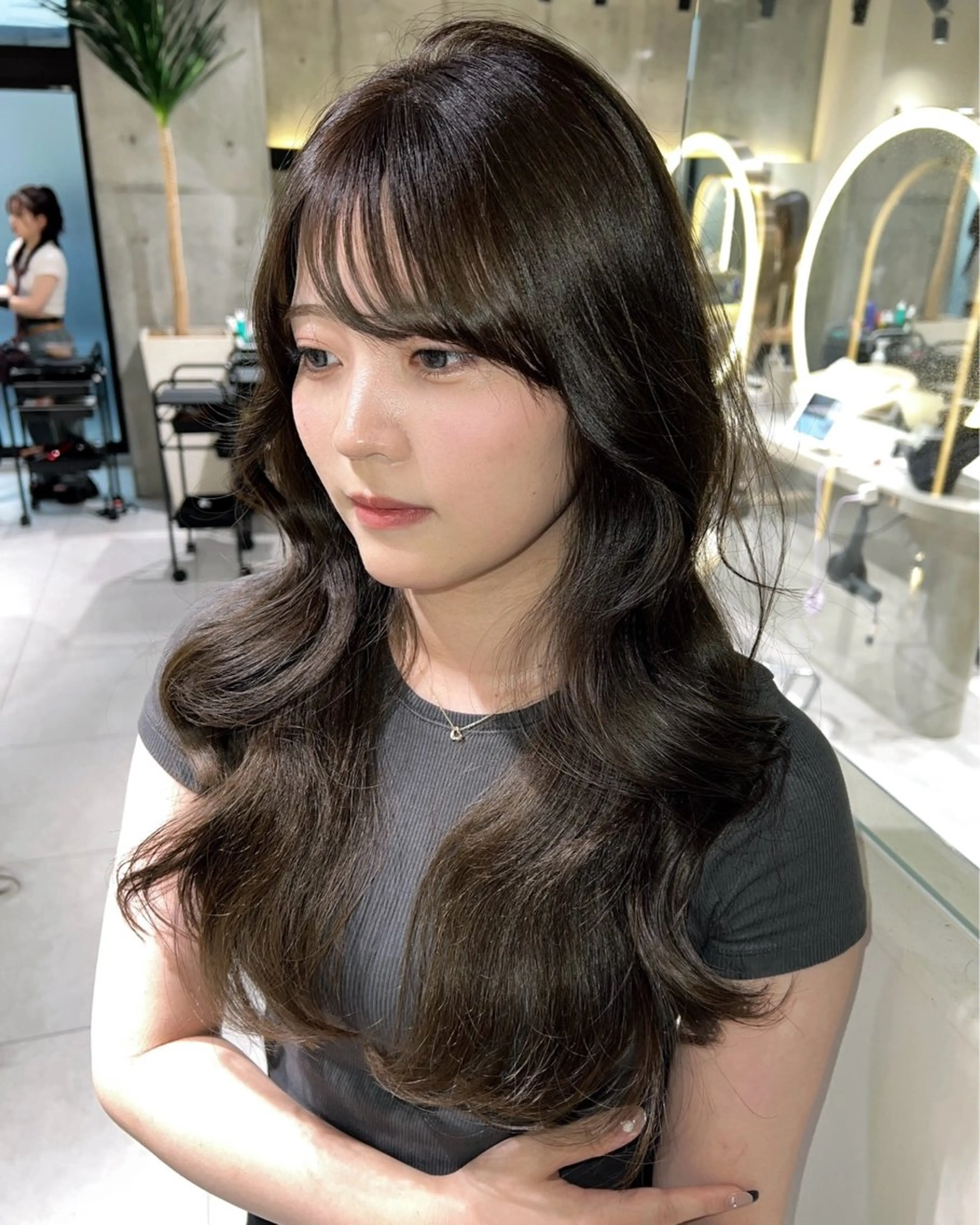 ロング カット ヘアカラー トリートメント 顔周り🇰🇷韓国 レイヤー/モエのヘアスタイル