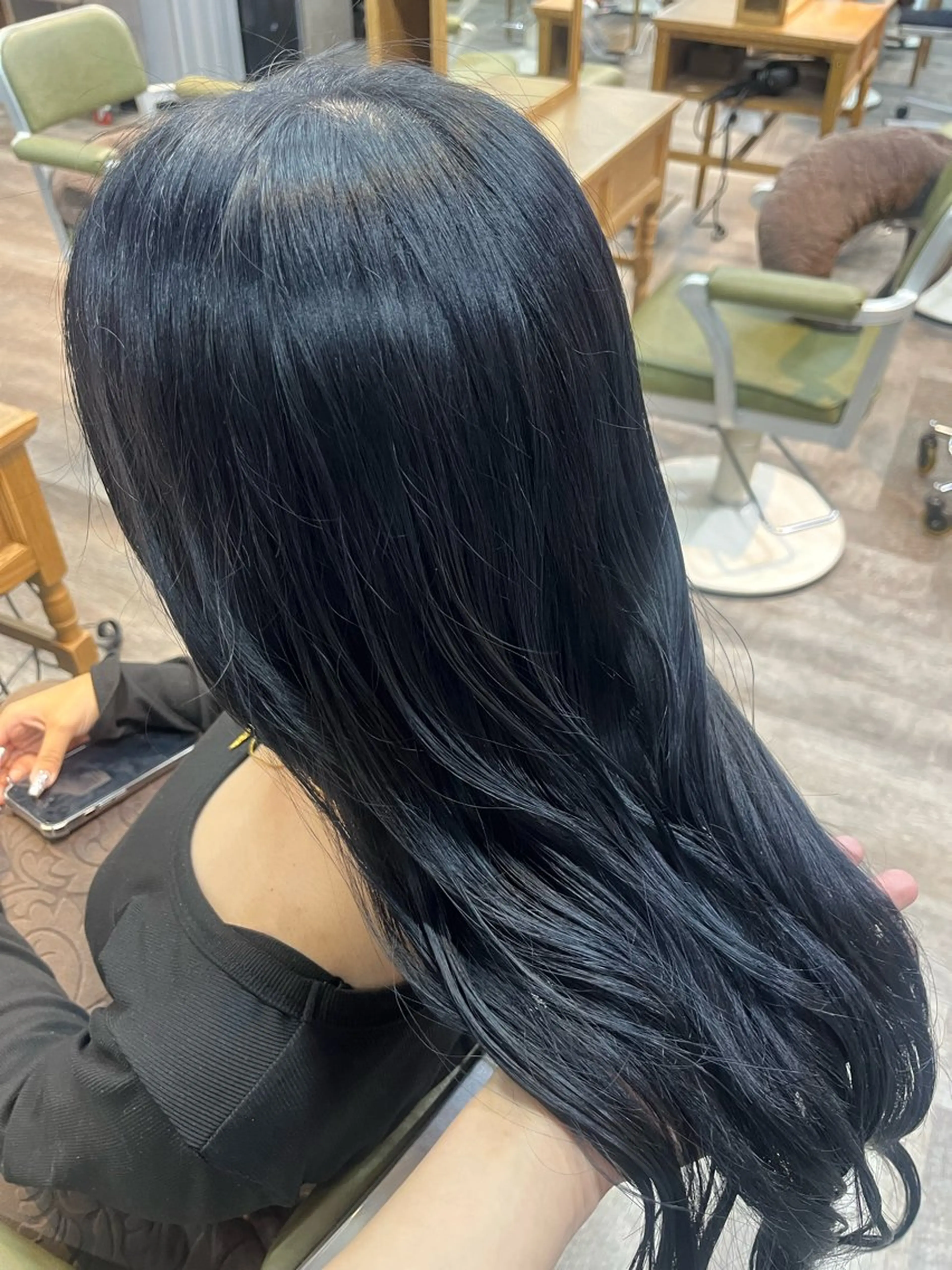ロング カラー 黒髪 ブルーカラー ブルーブラック ヘアカラー こと 🐰のヘアスタイル