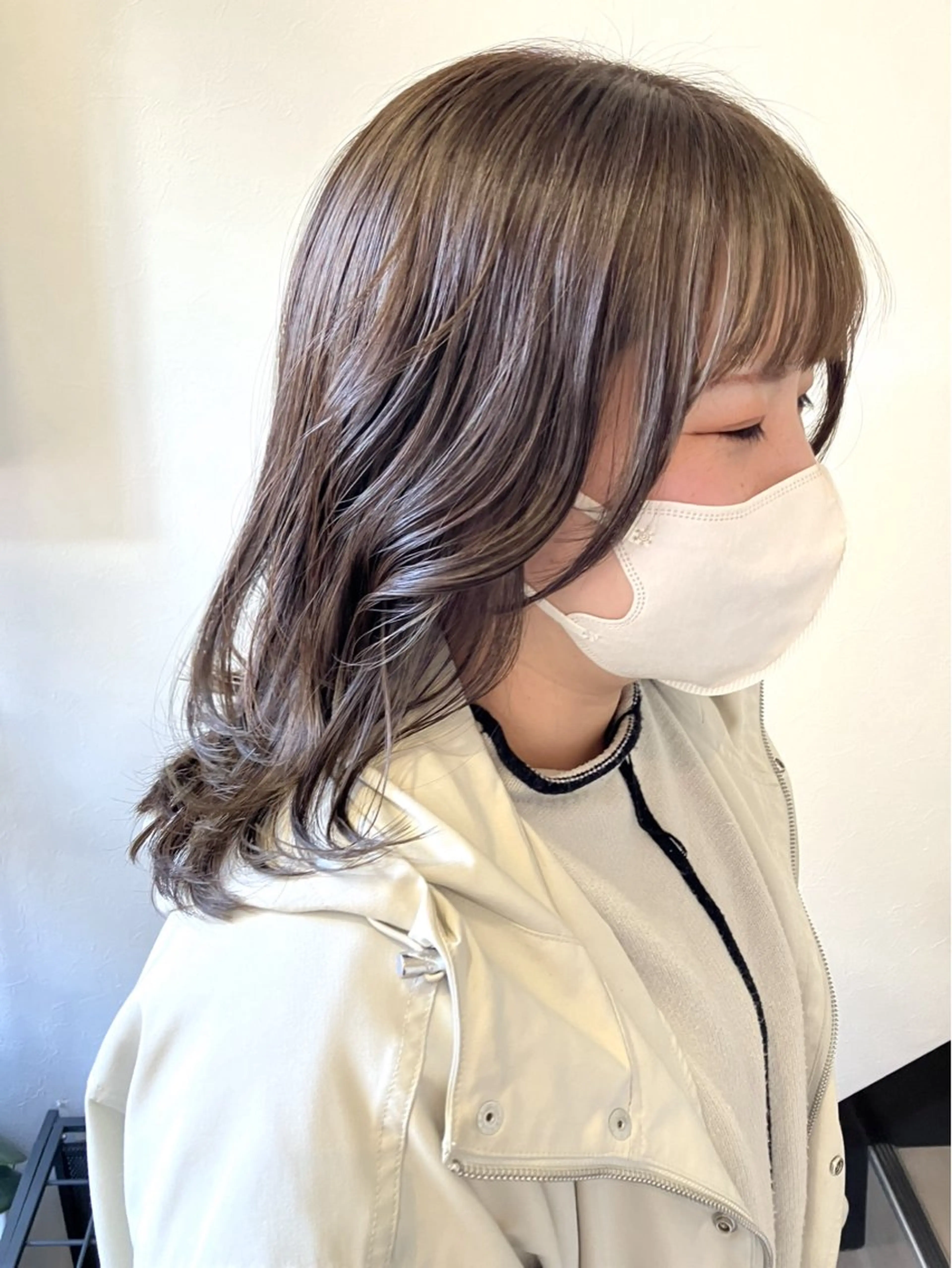 セミロング 顔周りカット 阿部 雲母のヘアスタイル