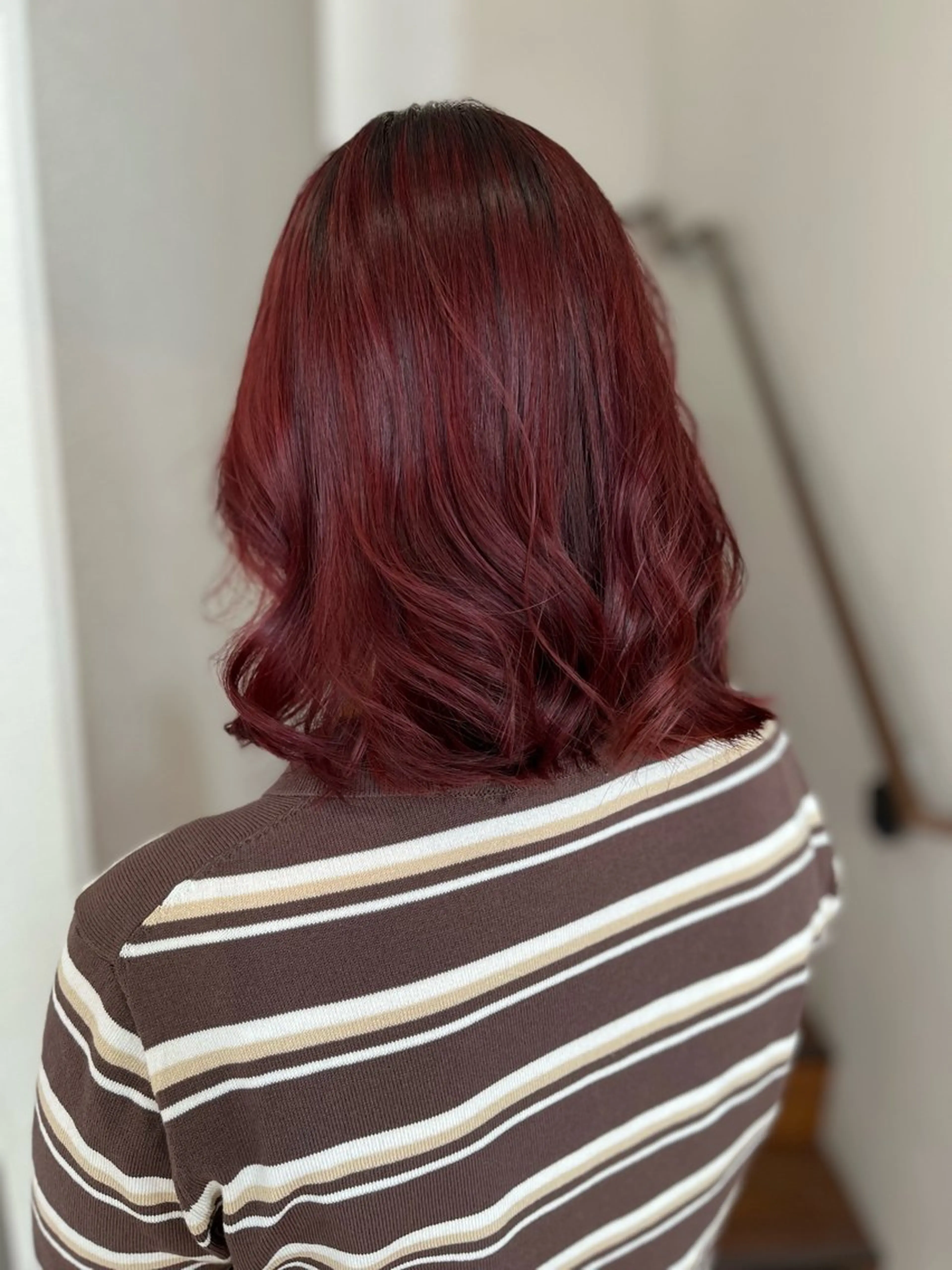 ミディアム カラー ブリーチ ダブルカラー ブリーチなしカラー レッドカラー ヘアカラー edge.下北沢 相場堅弥のヘアスタイル