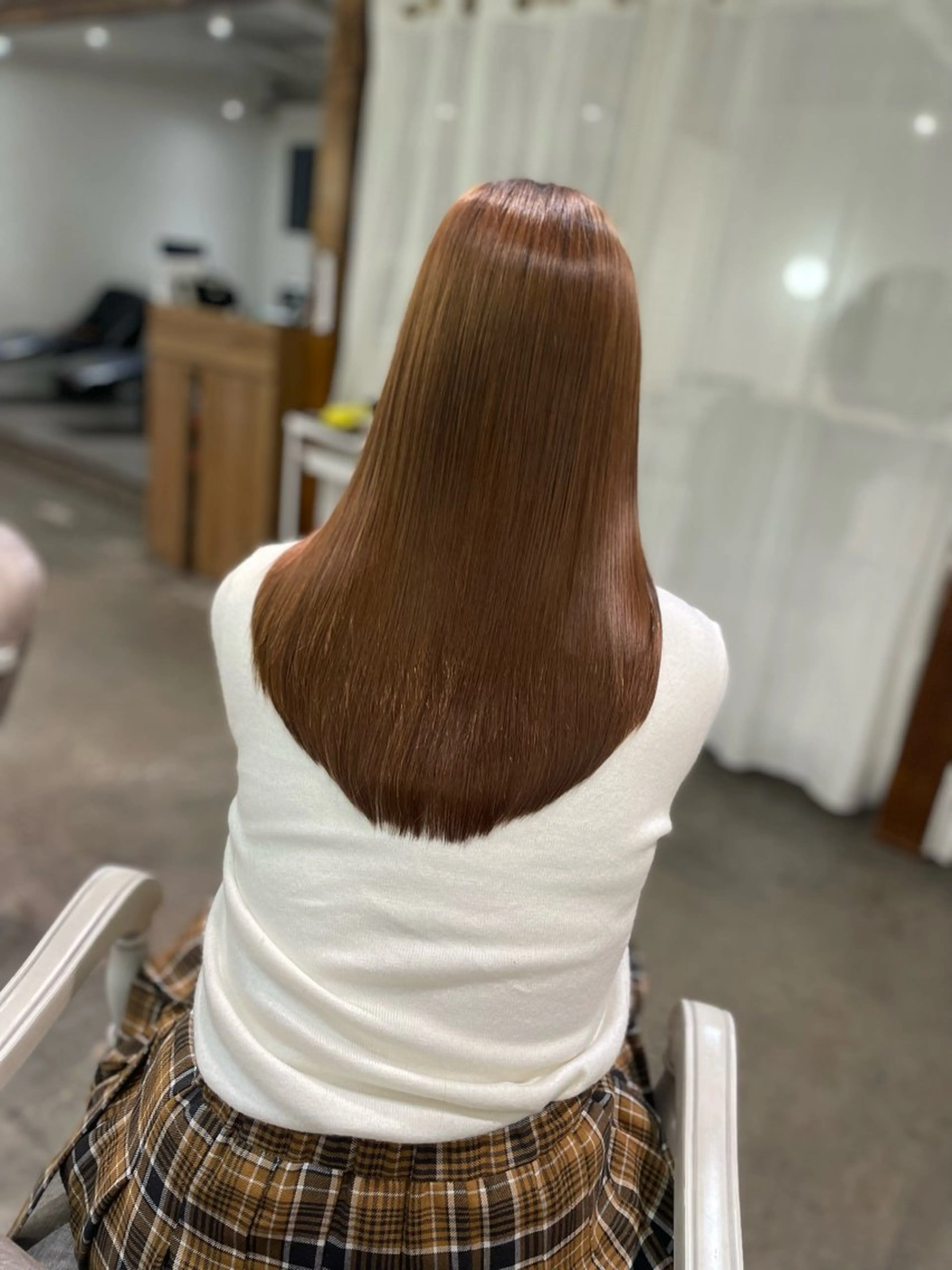 セミロング カラー ケアカラー 髪質改善 トリートメント レイヤー/艶カラー /韓国ヘア/高松のヘアスタイル