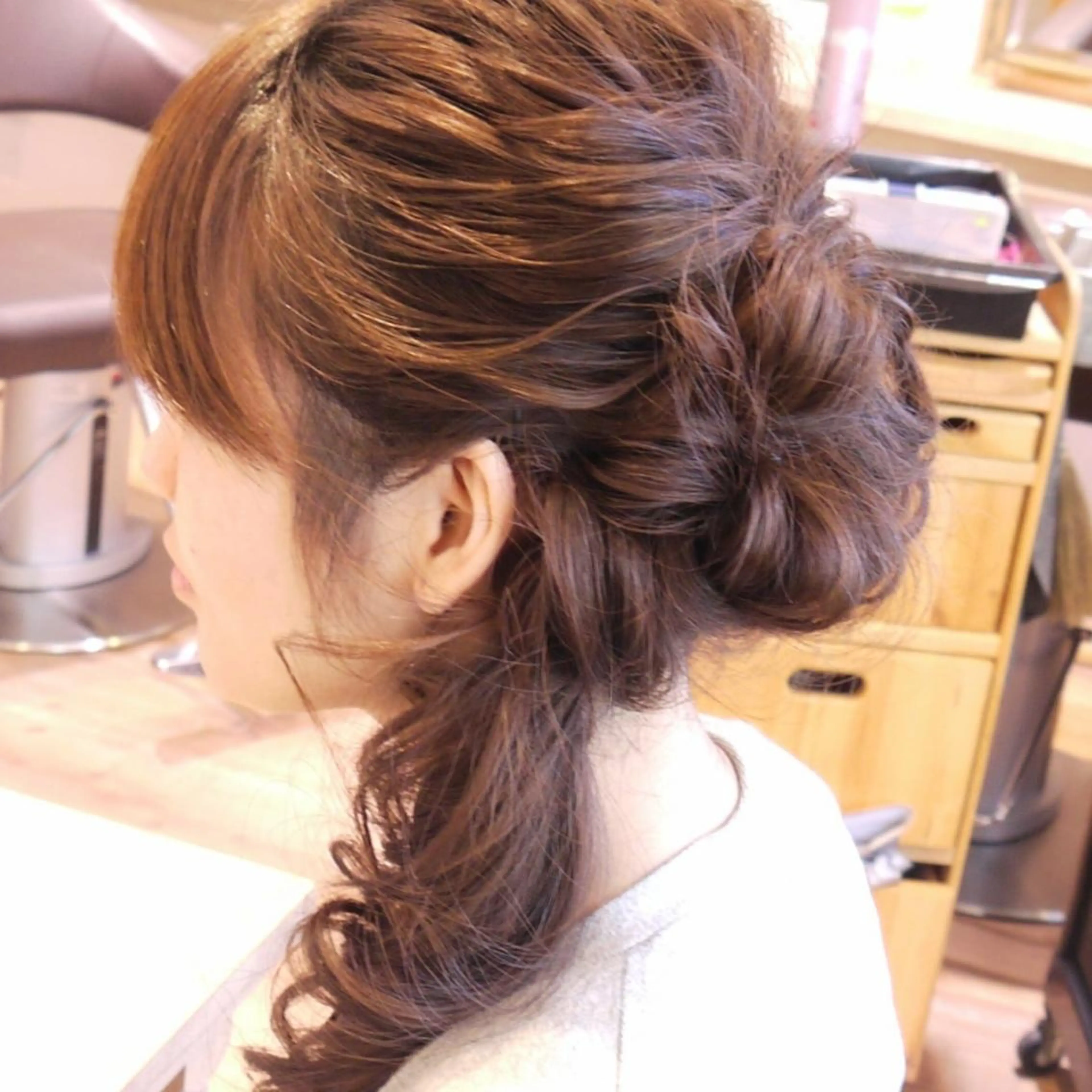 セミロング カラー ヘアアレンジ ハーフアップ 木村 昇のヘアスタイル